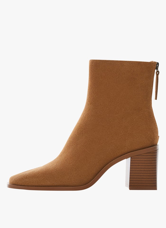 Bottines En Cuir Velours Marron Moyen Mango Femme Place des