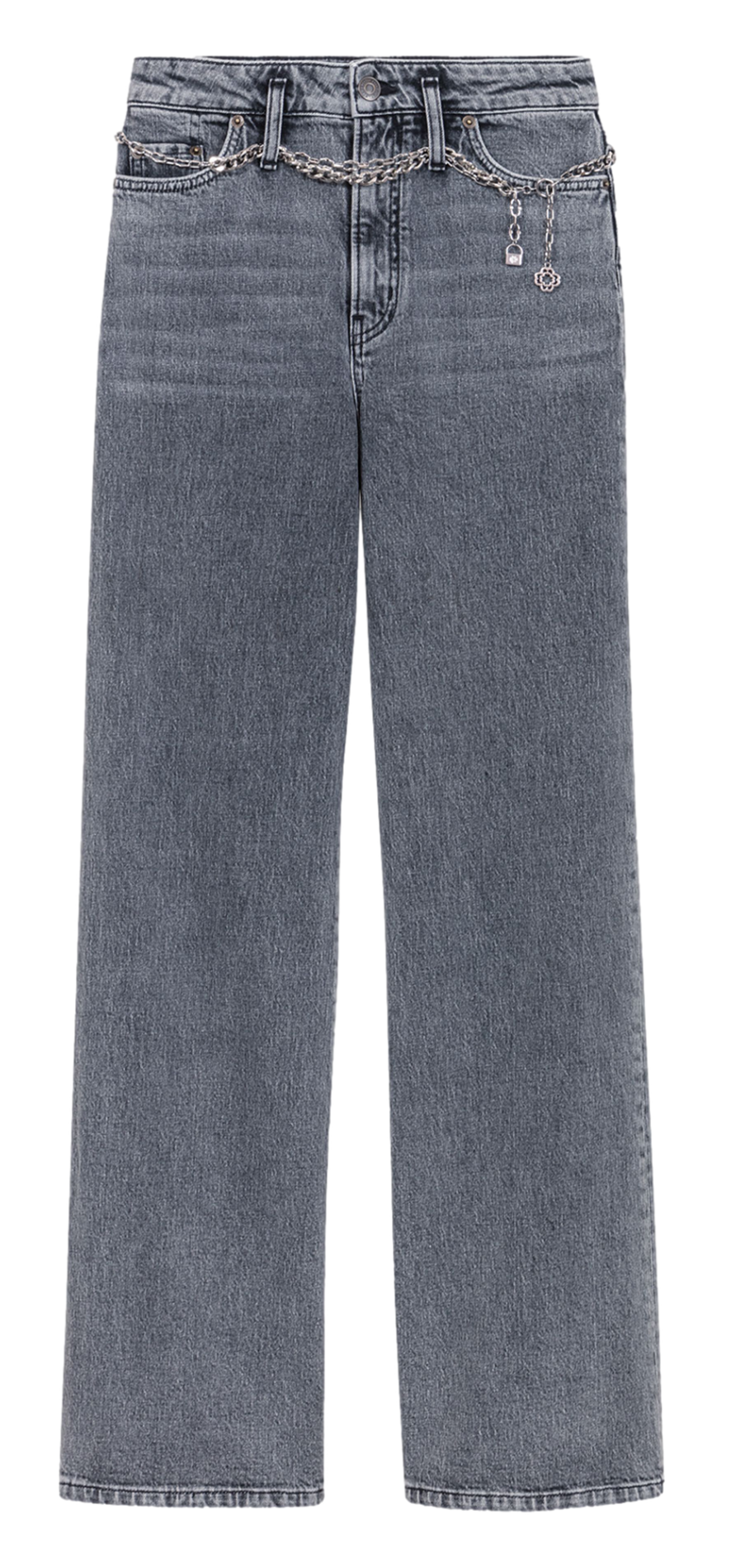 Rechte jeans met verwassen look - katoenblend MAJE Grijs