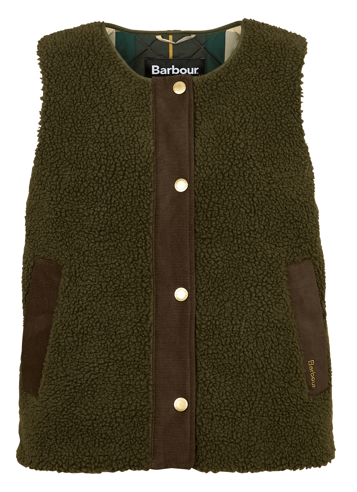Gilet col rond en fourrure teddy BARBOUR Kaki