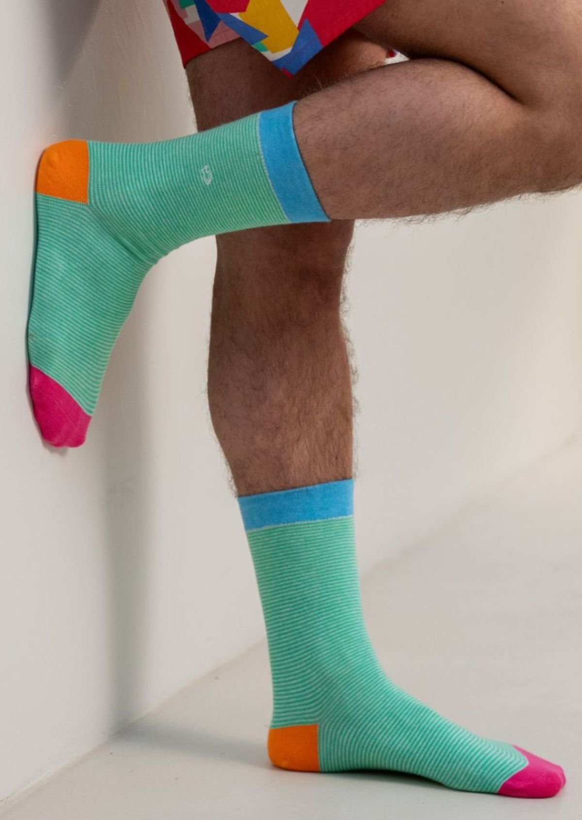 Striped combed cotton socks BILLYBELT Green