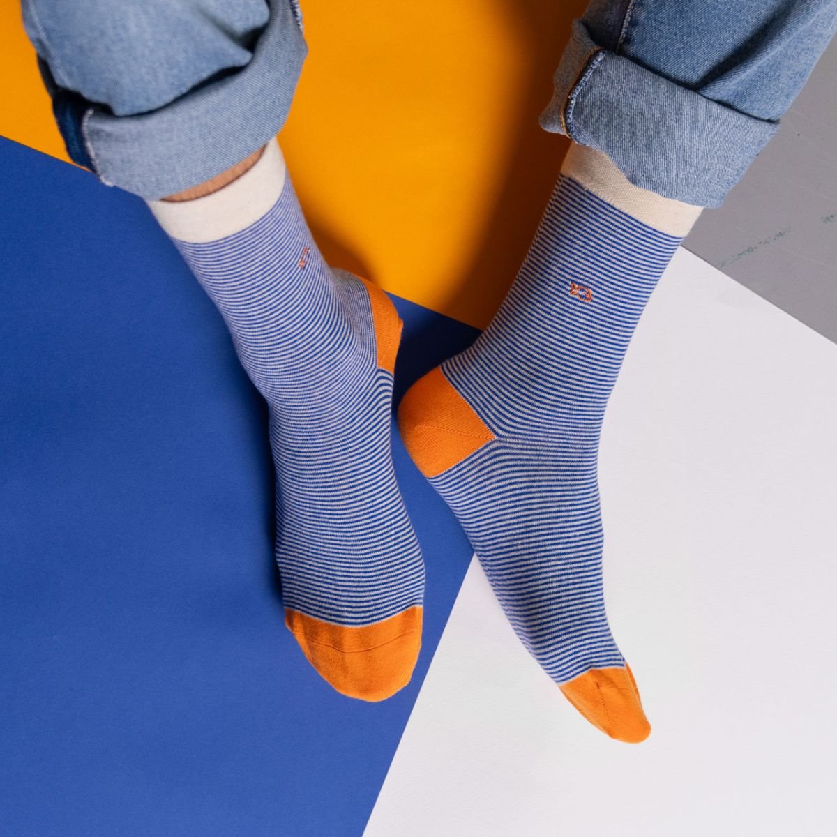 Striped combed cotton socks BILLYBELT Blue