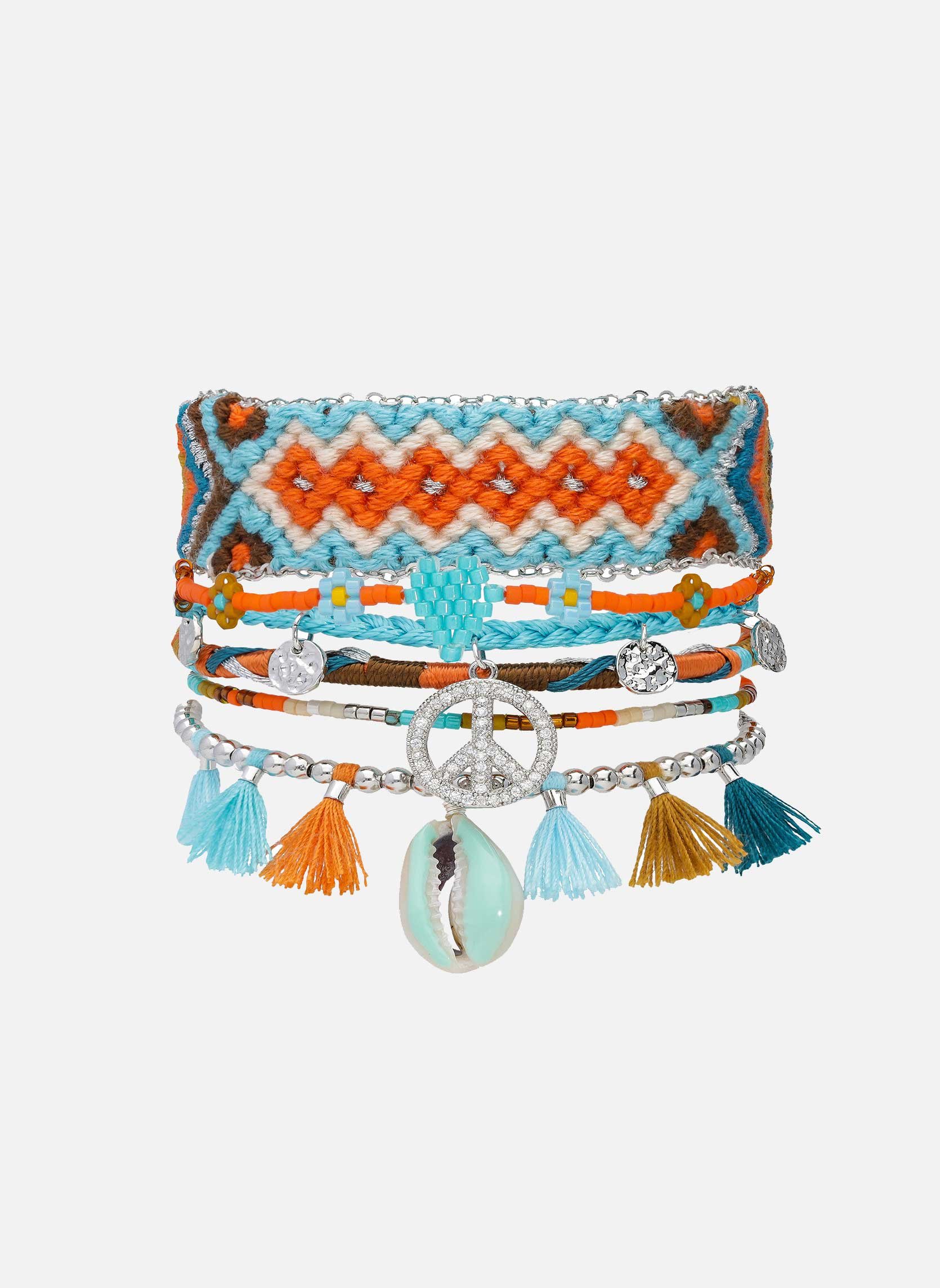 Multistrand bracelet with magnetic clasp and beads HIPANEMA Blue