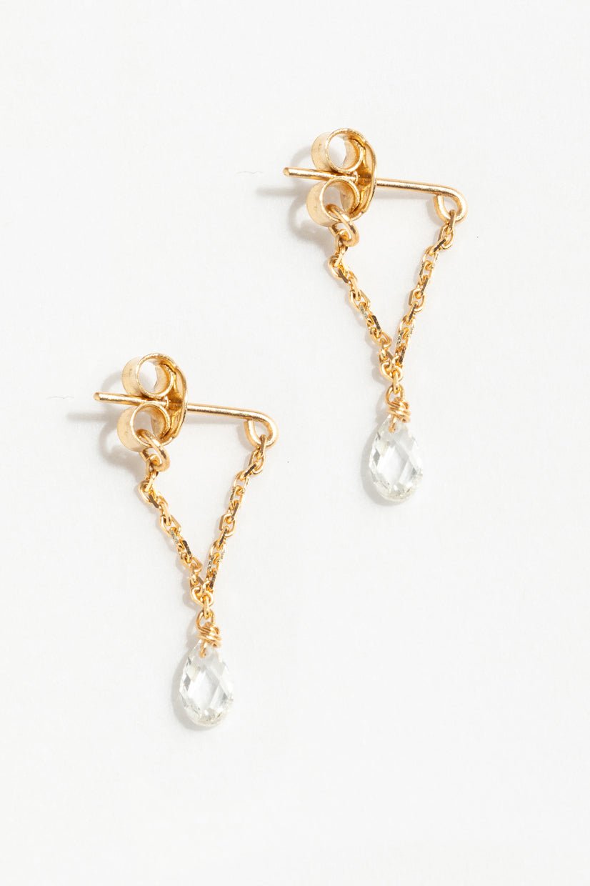 Mia Essential 18K Gold White Diamond Chain Earrings YAY White