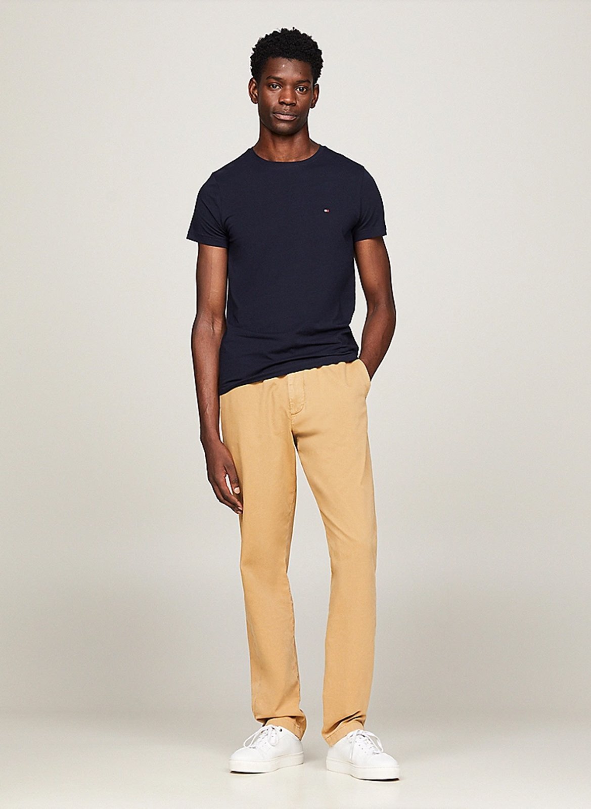 Regular-fit T-shirt van stretchkatoen met ronde hals TOMMY HILFIGER Blauw