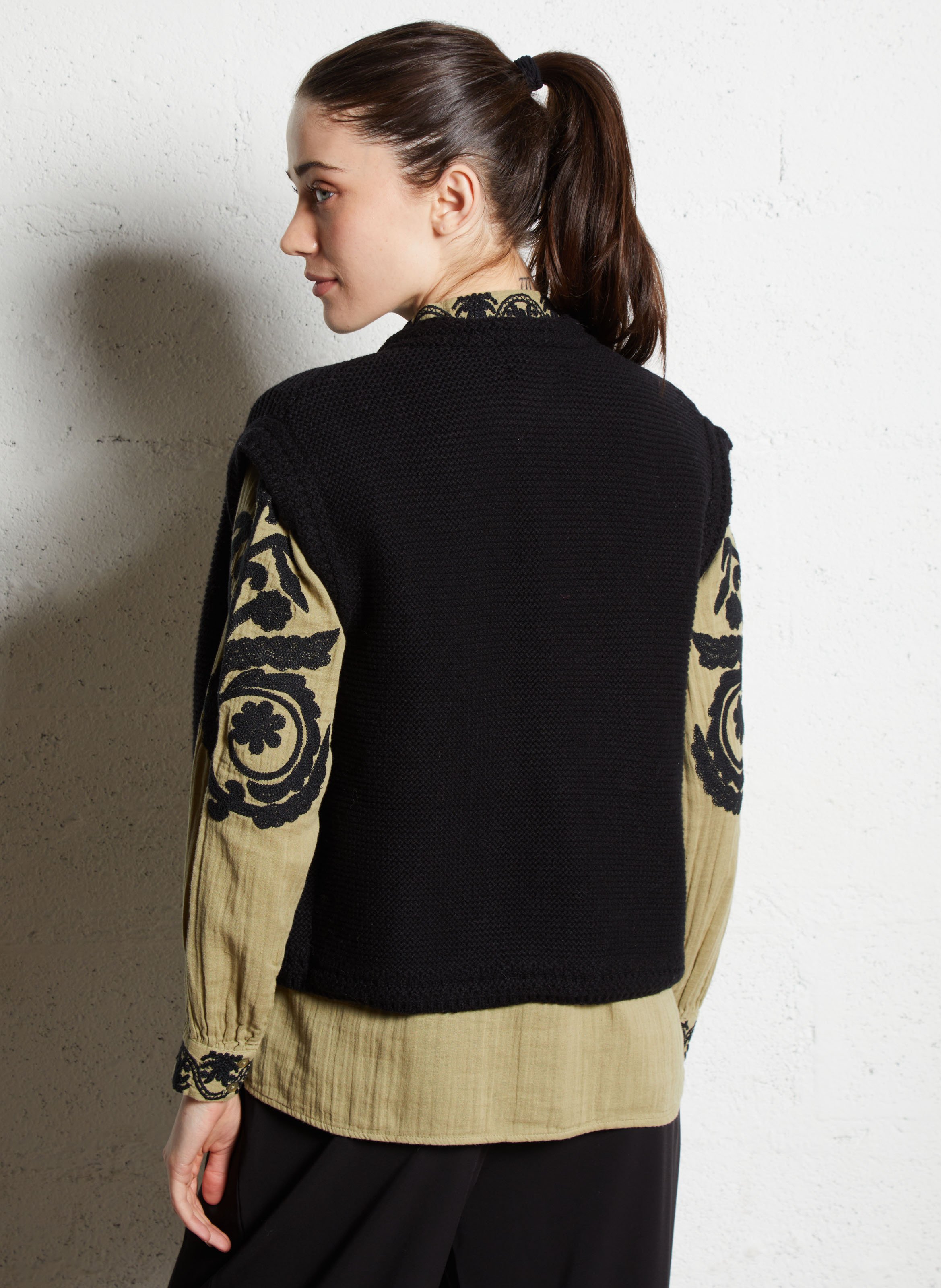 Gilet sans manches en coton mélangé MAISON 123 Noir