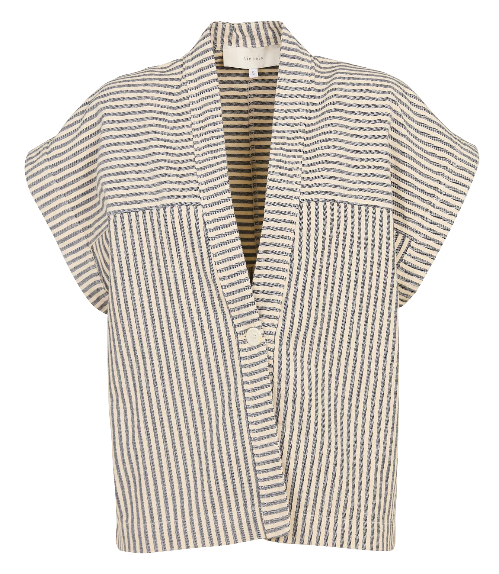 Veste oversize en coton mélangé rayé TINSELS Blanc