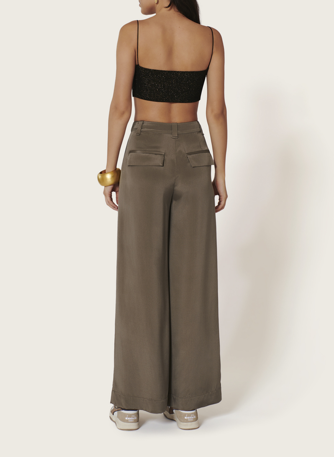 Bandeaubeha van ribtricot met schouderbandjes KARMA KOMA Goudkleurig