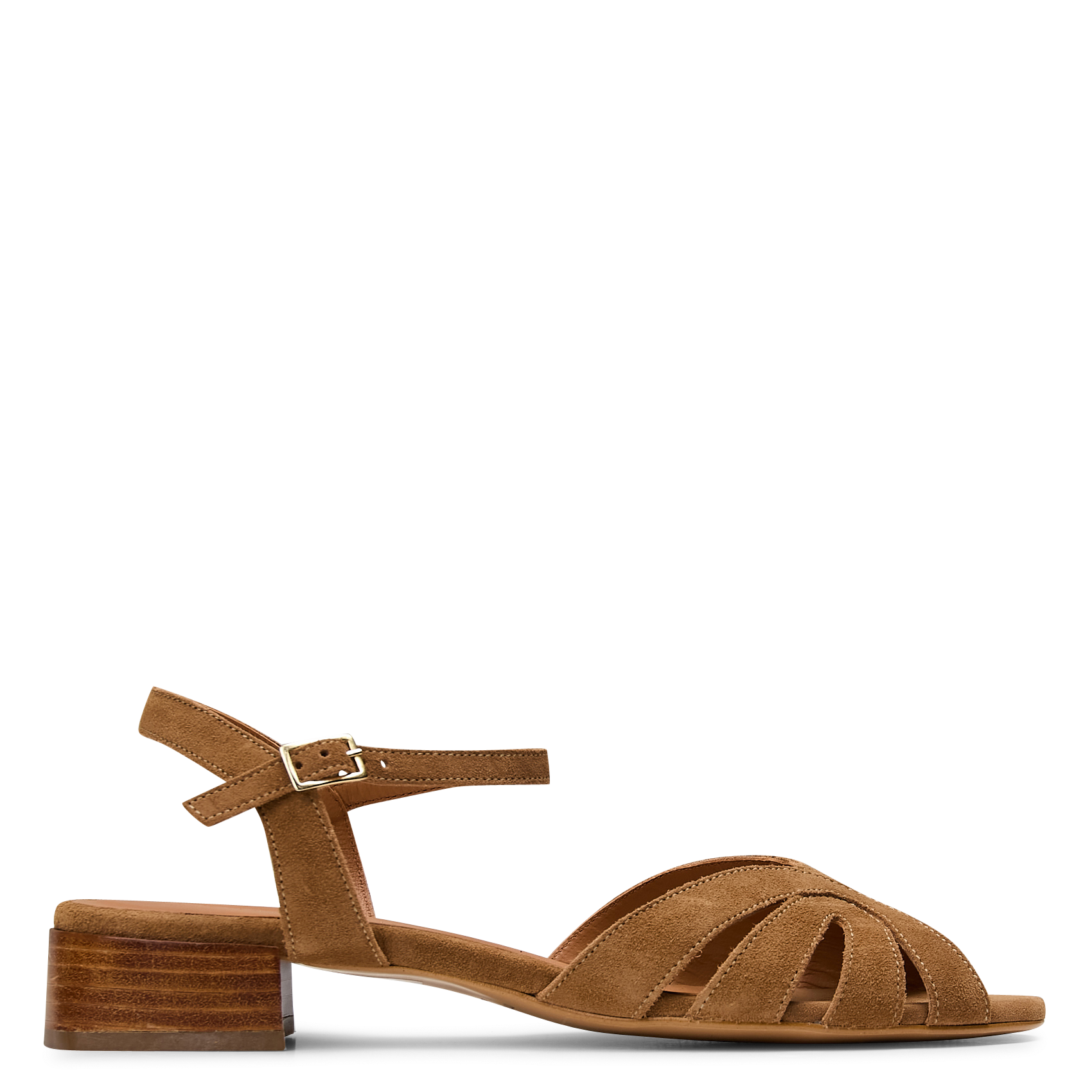 Flache Ledersandalen mit Samt MELLOW YELLOW Beige