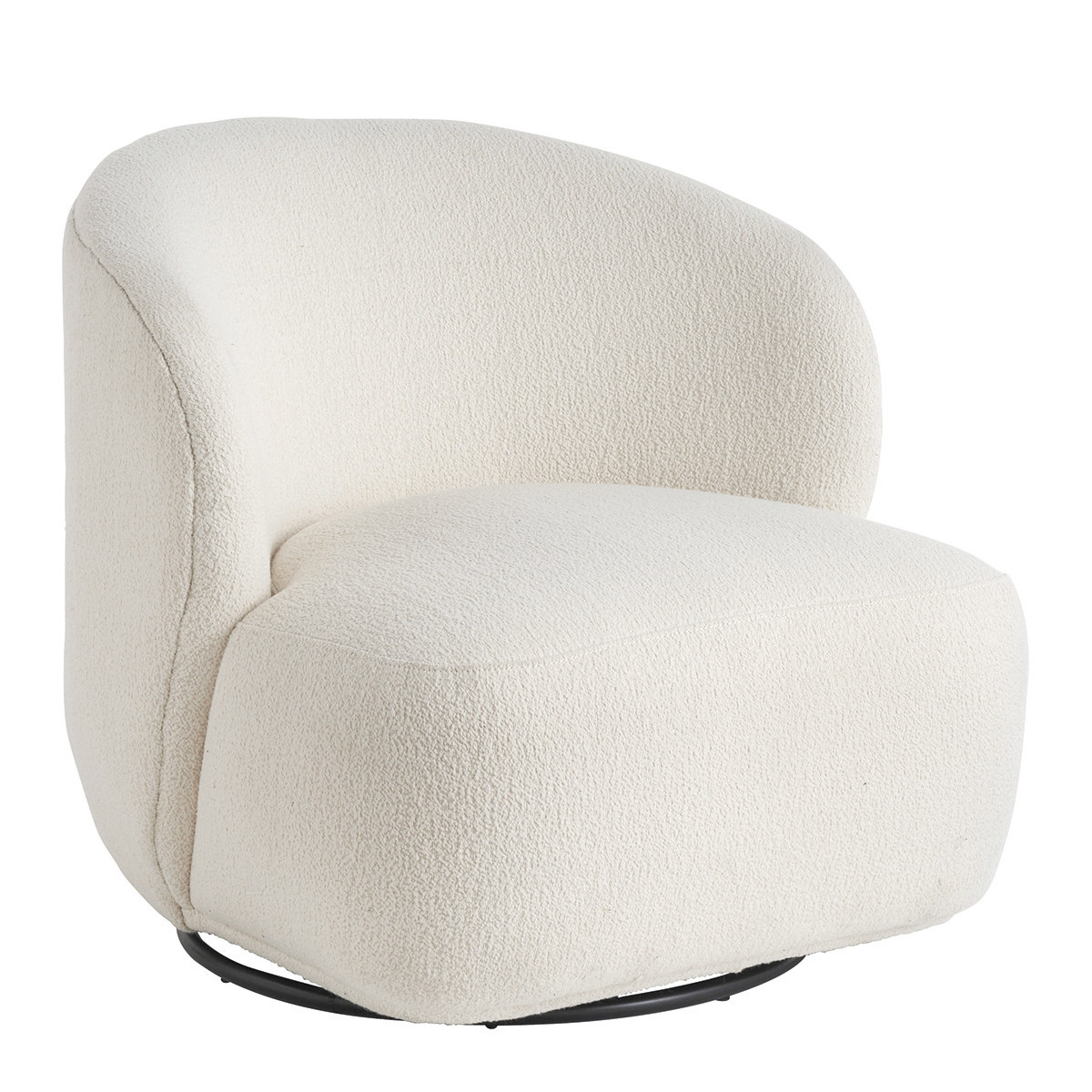 Swivel armchair in bouclé Lisette - cream BLANC D'IVOIRE Beige