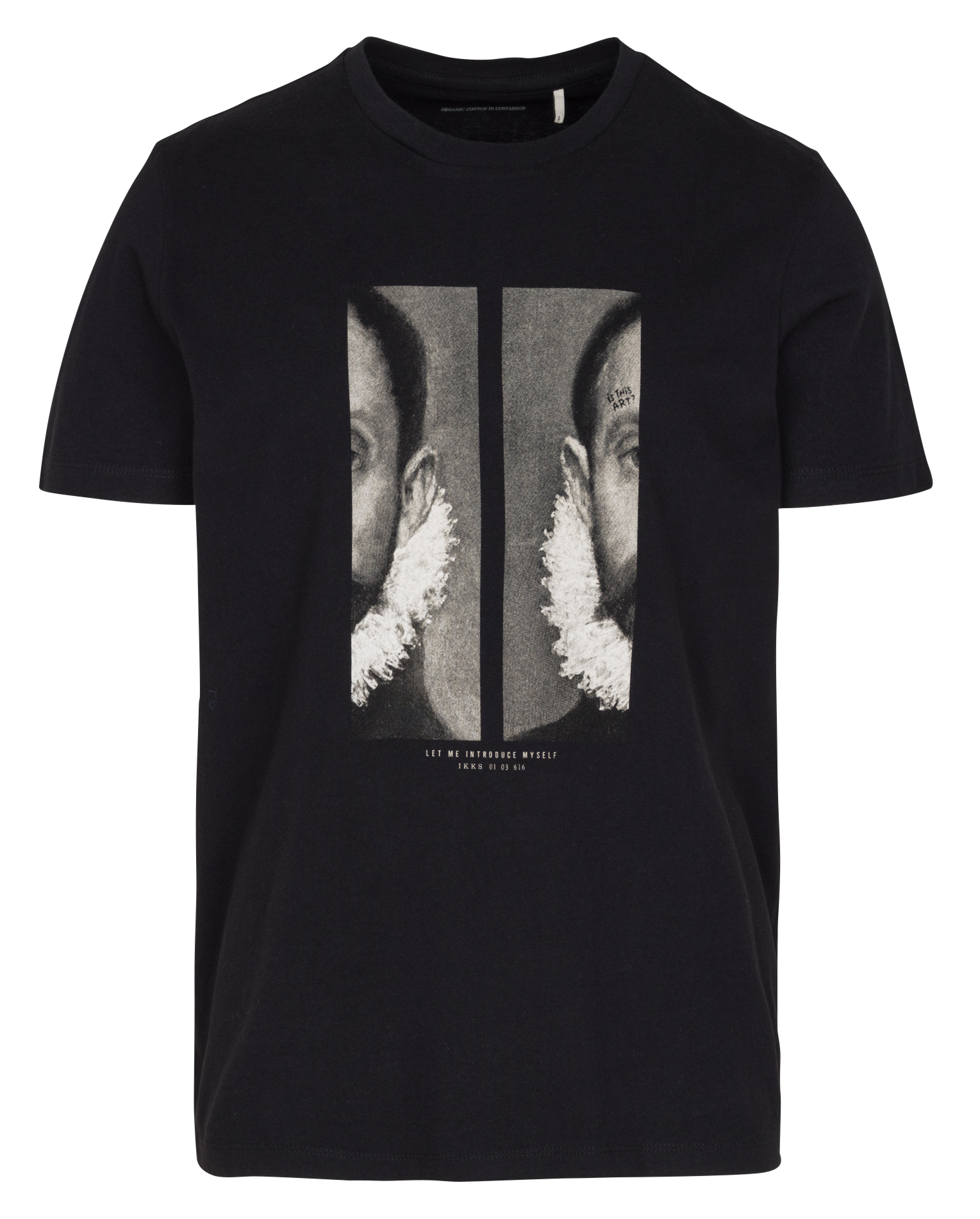 Tee-shirt droit en coton sérigraphié IKKS Noir