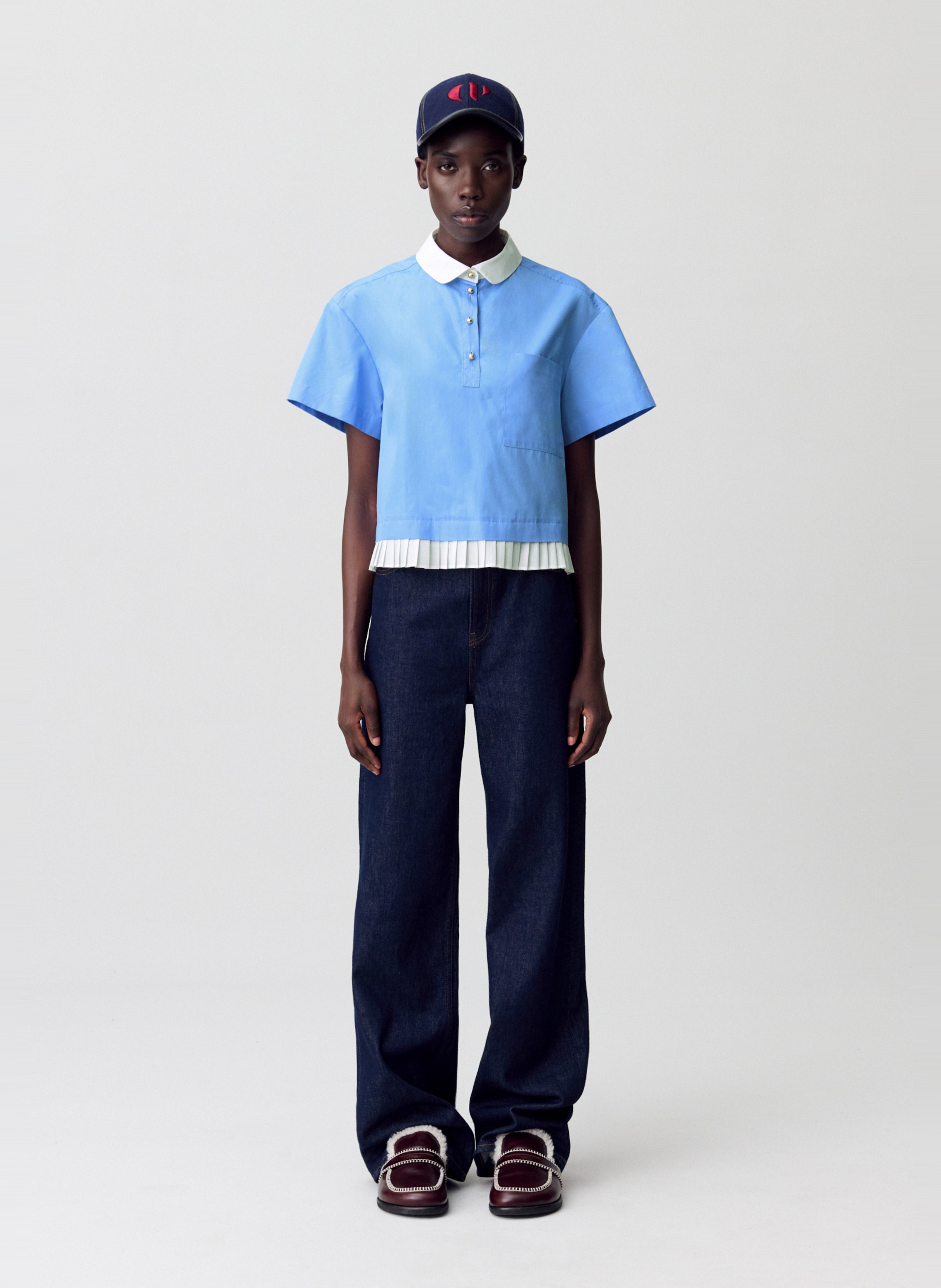 Straight cotton polo shirt CLAUDIE PIERLOT Blue