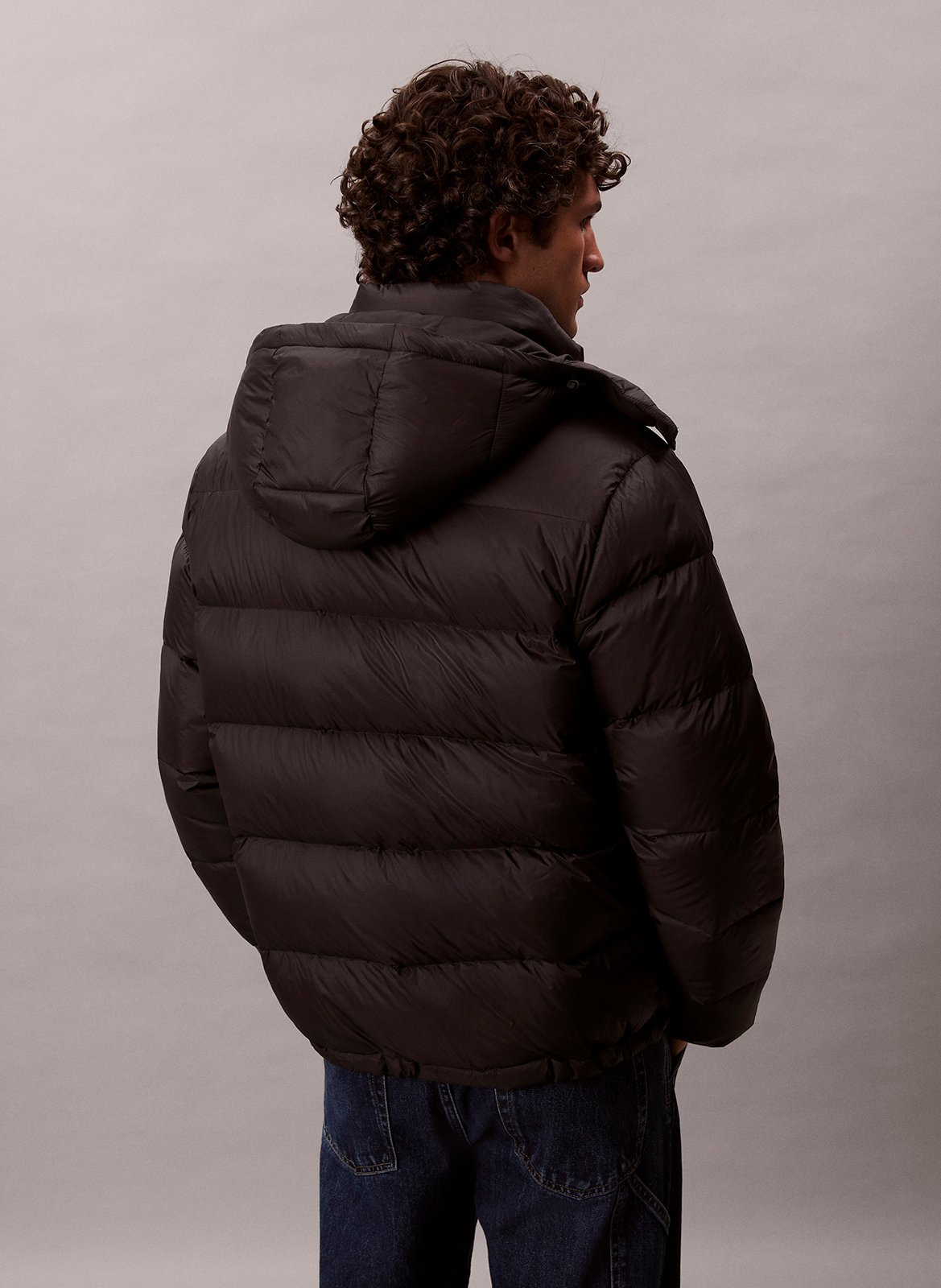 Doudoune à capuche droite CALVIN KLEIN Noir