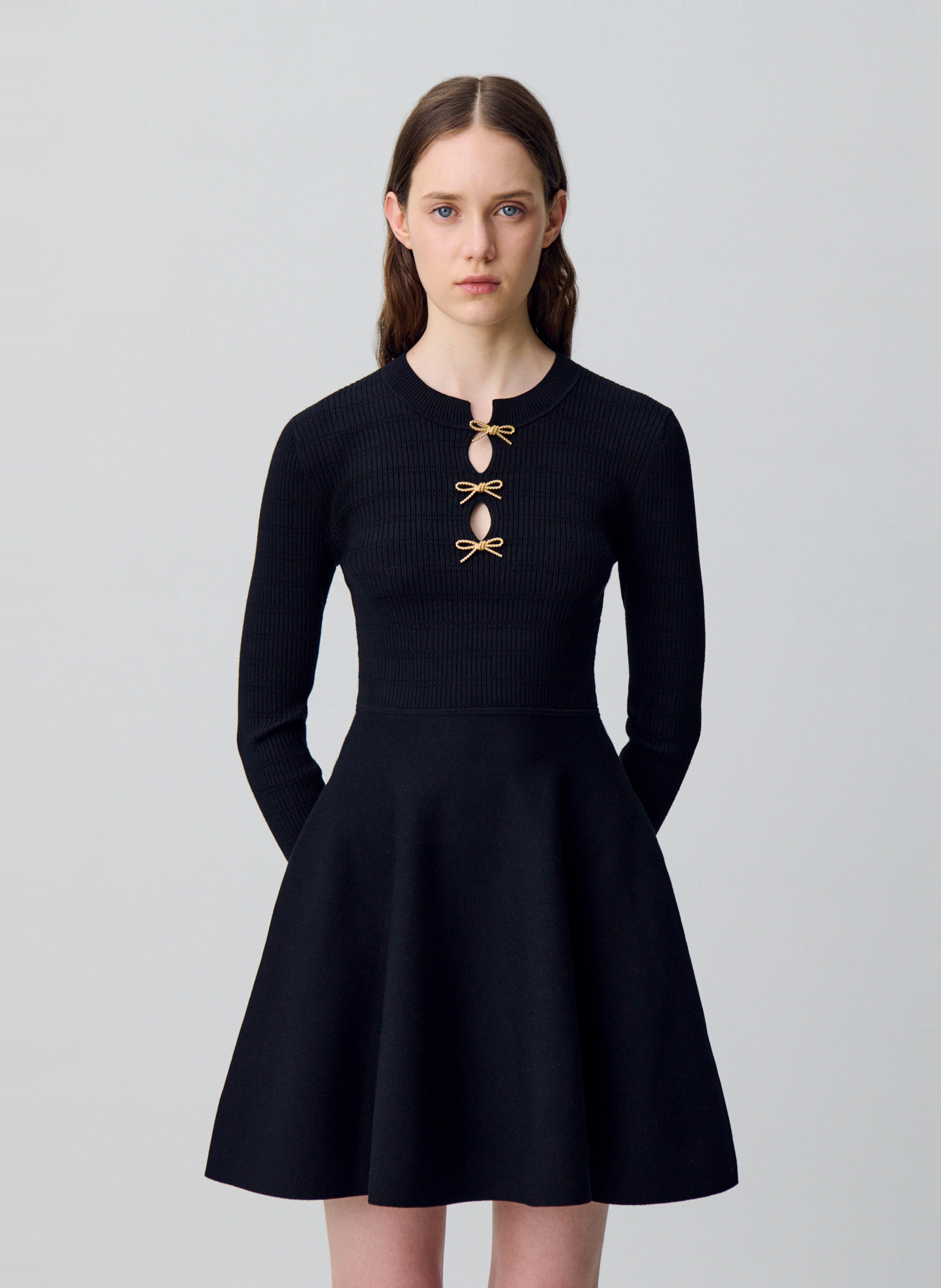 Robe courte cintrée à détails nœuds CLAUDIE PIERLOT Noir