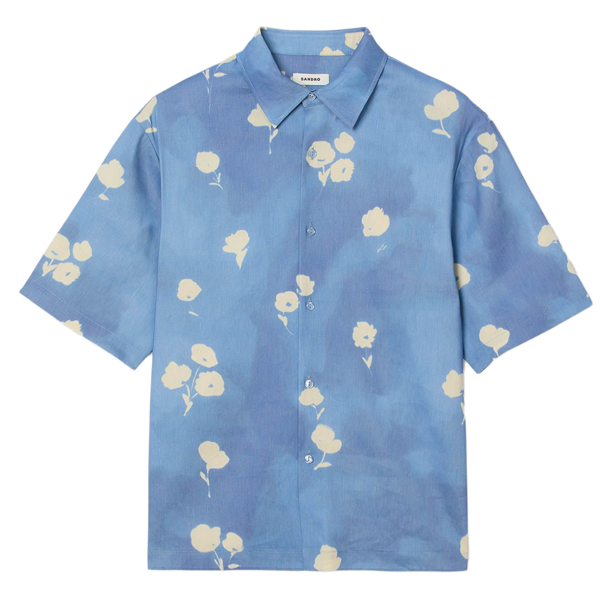  Chemise imprimé floral en lin SANDRO Bleu