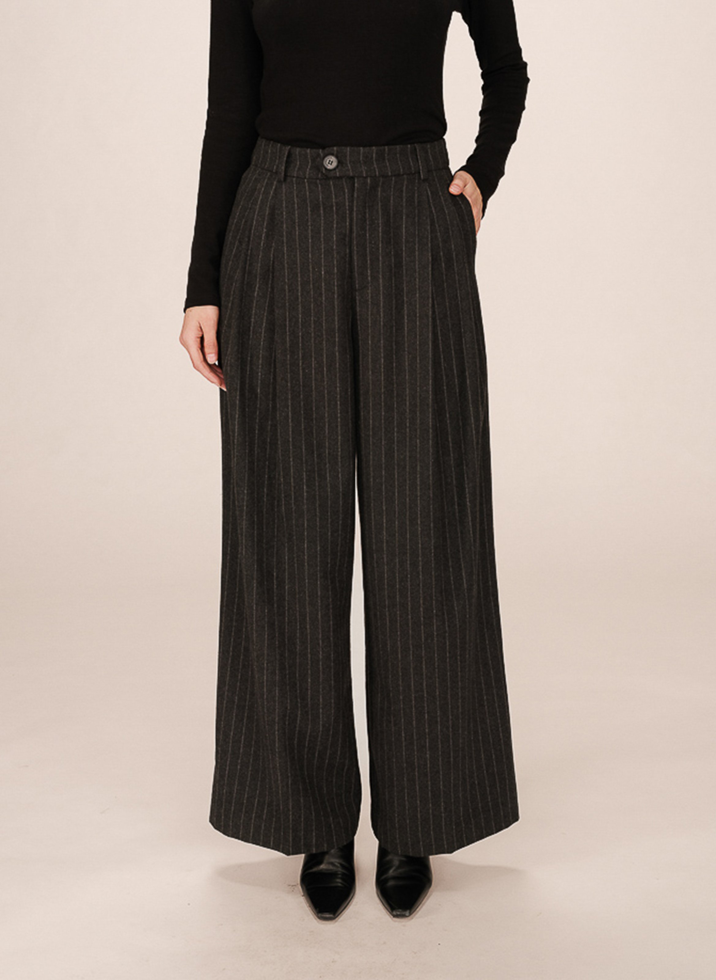 Striped wide-leg pants GRACE ET MILA Black