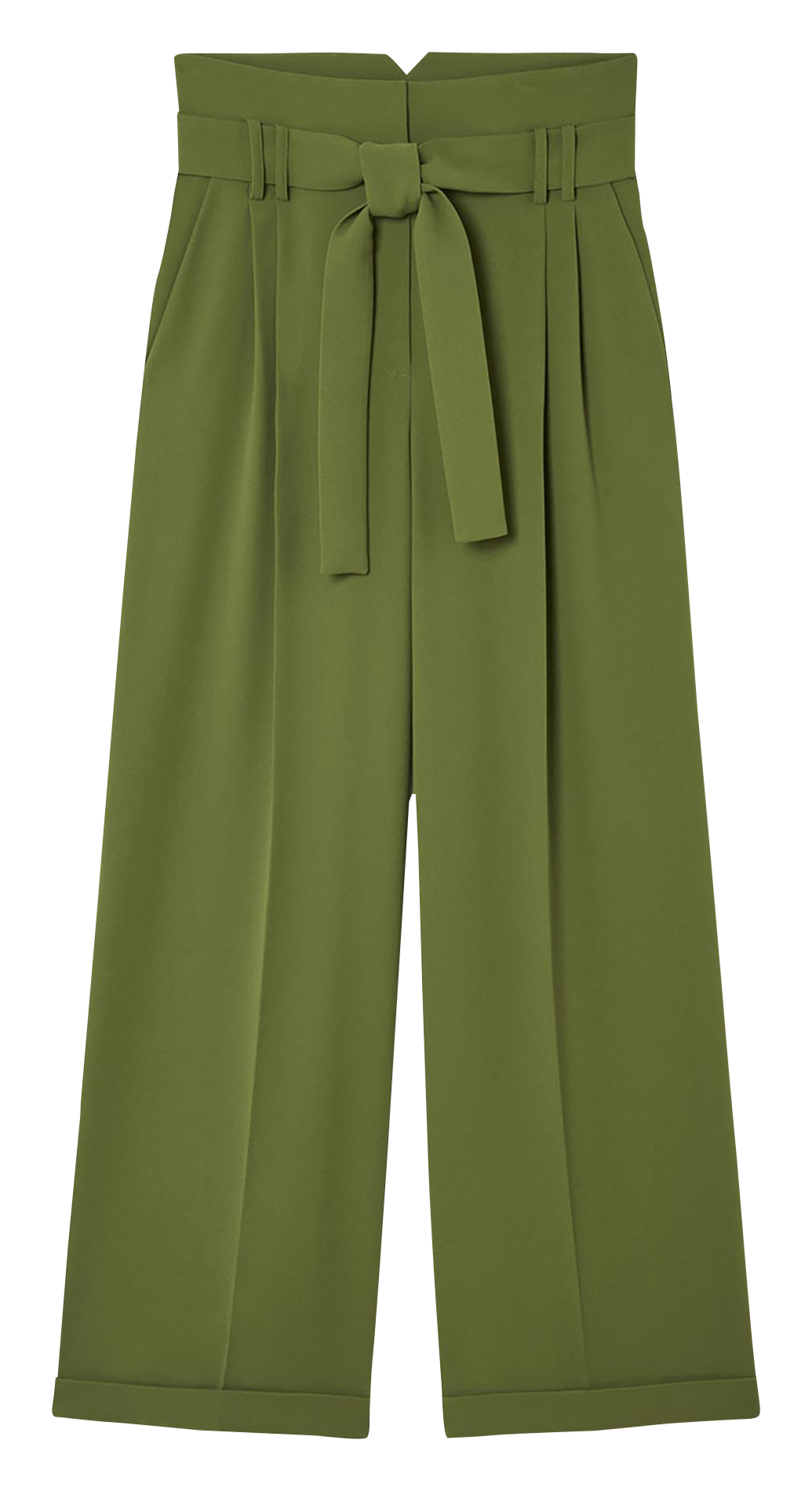 Pantalon taille haute ceinturé uni TARA JARMON Vert