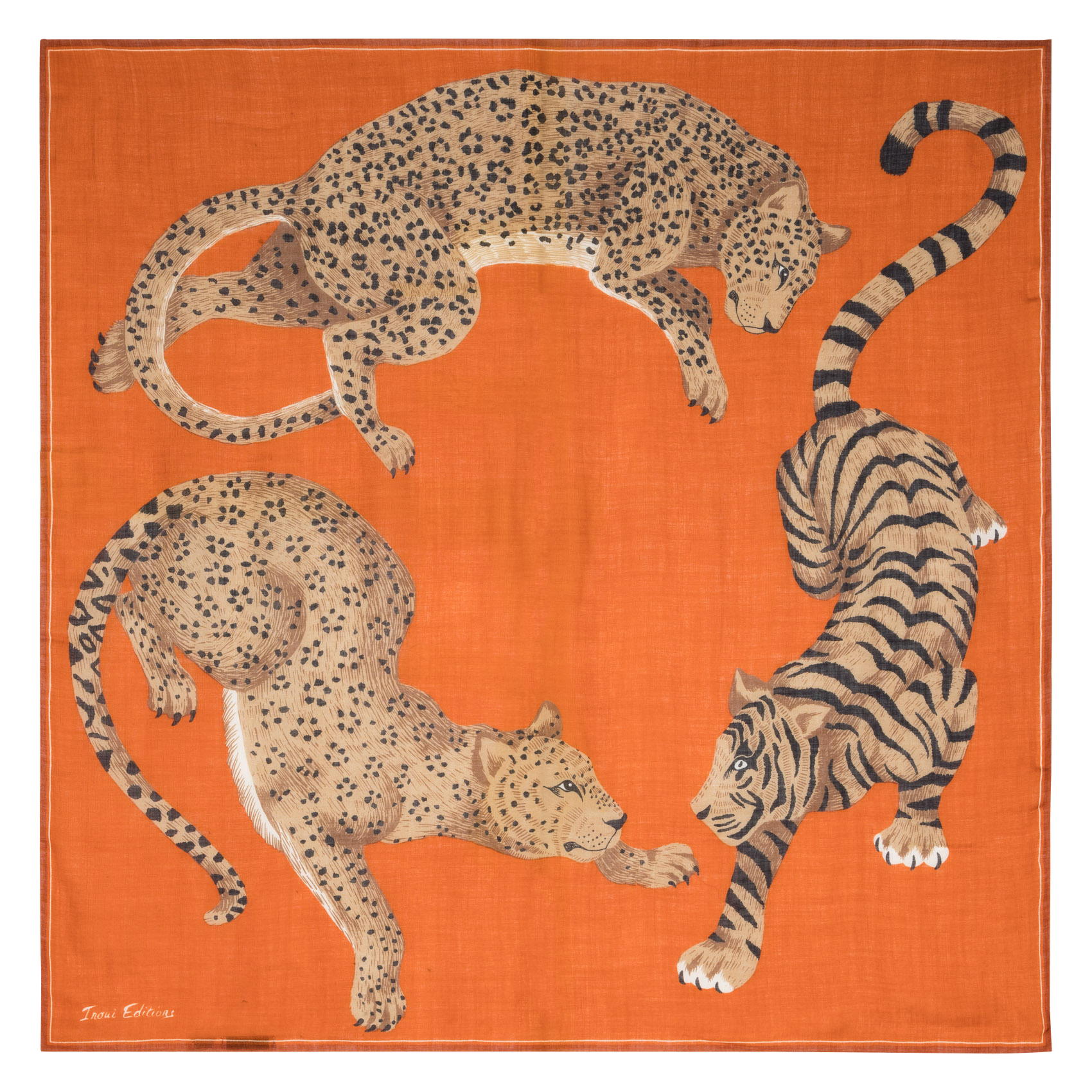 Echarpe fine imprimée en laine INOUI EDITIONS Orange