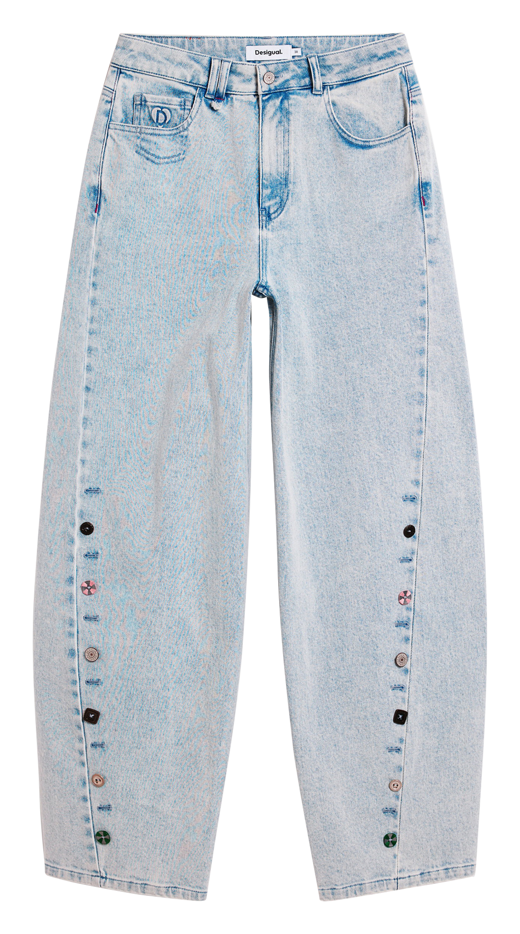 Jean large ballon délavé à boutons DESIGUAL Bleu