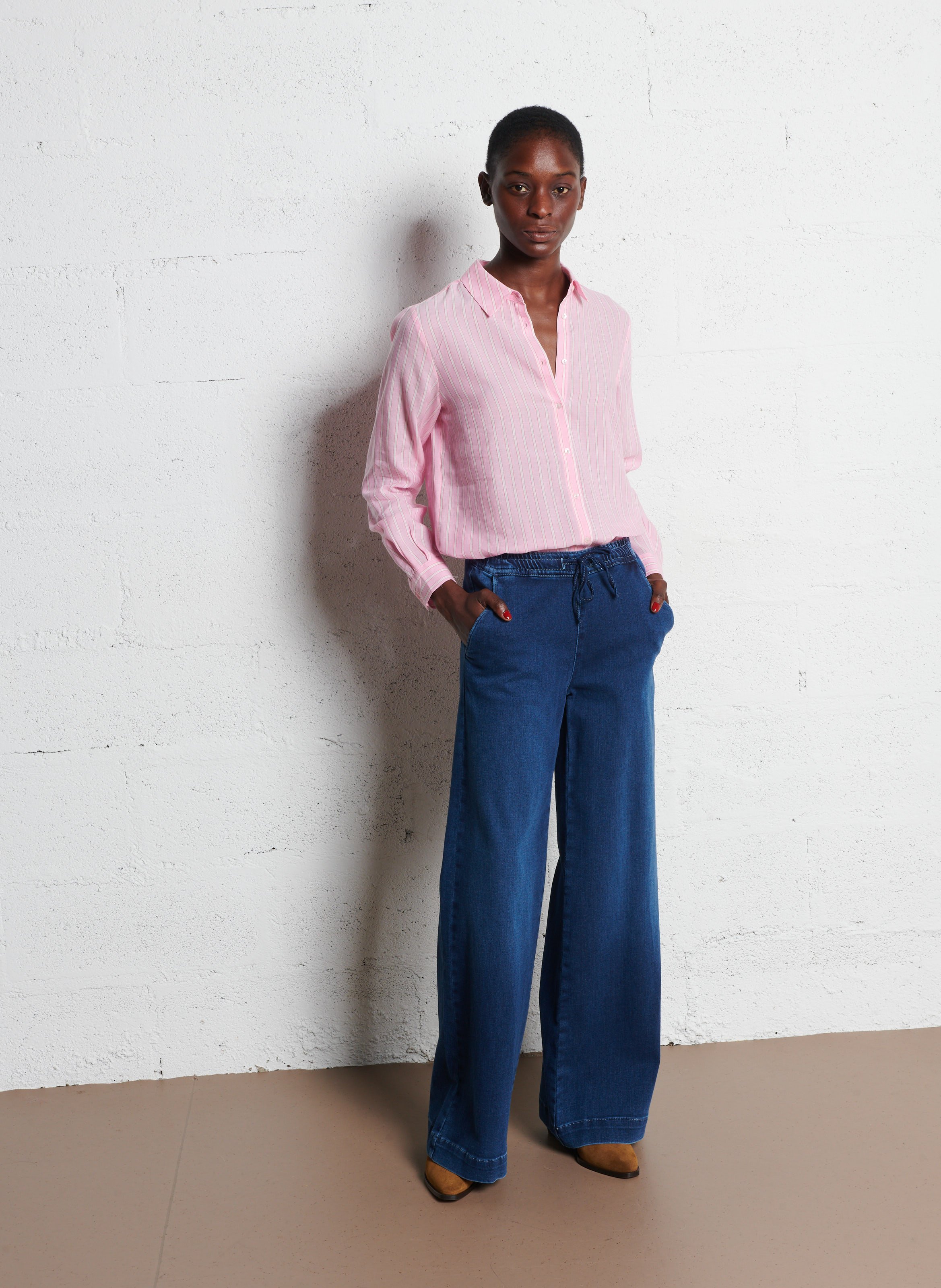 Chemise col classique rayée MAISON 123 Rose