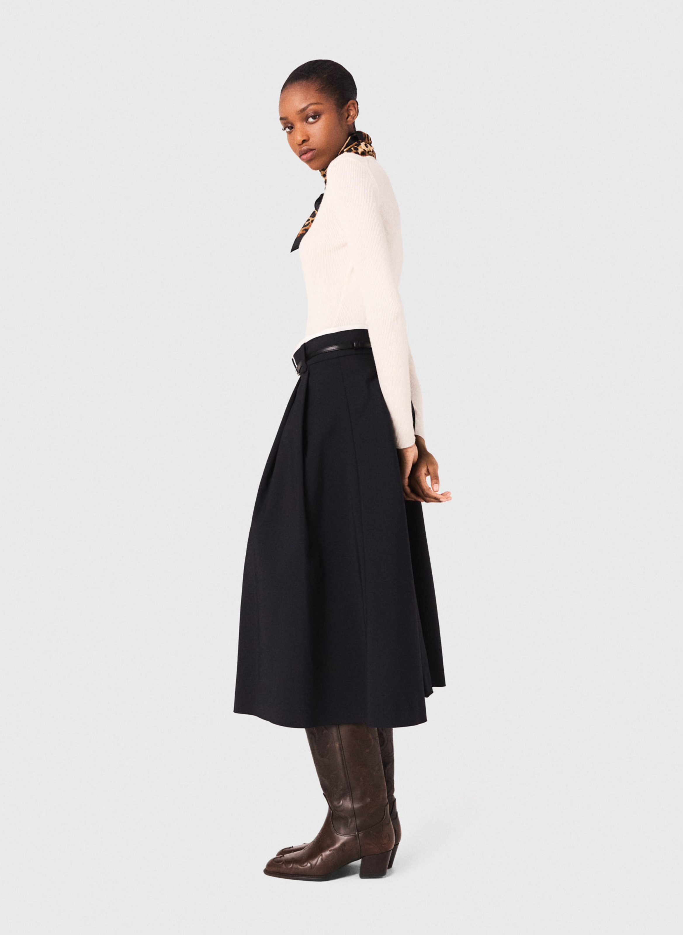 Gerende rok van katoenmix MAJE Blauw