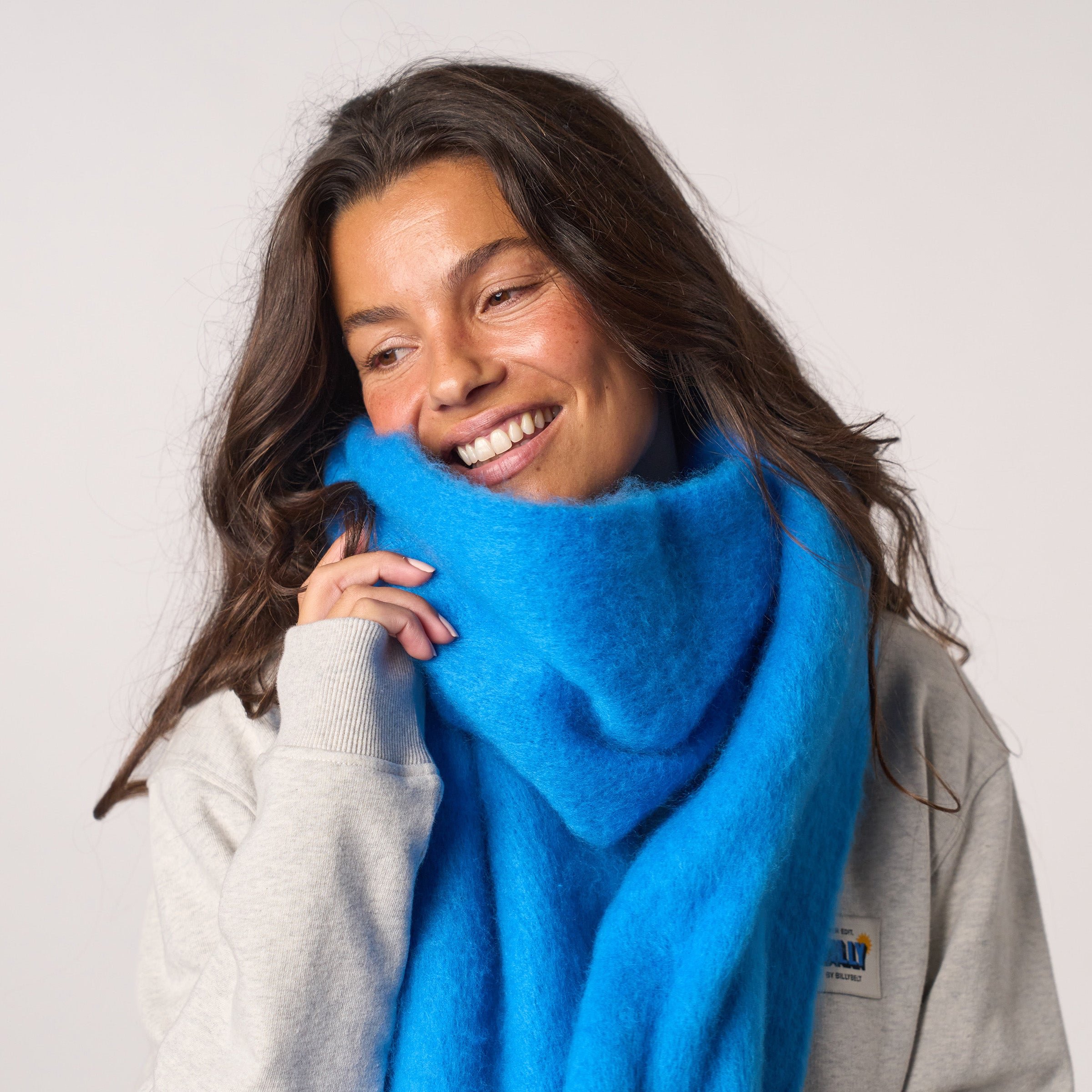 Large fringe scarf BILLYBELT Blue