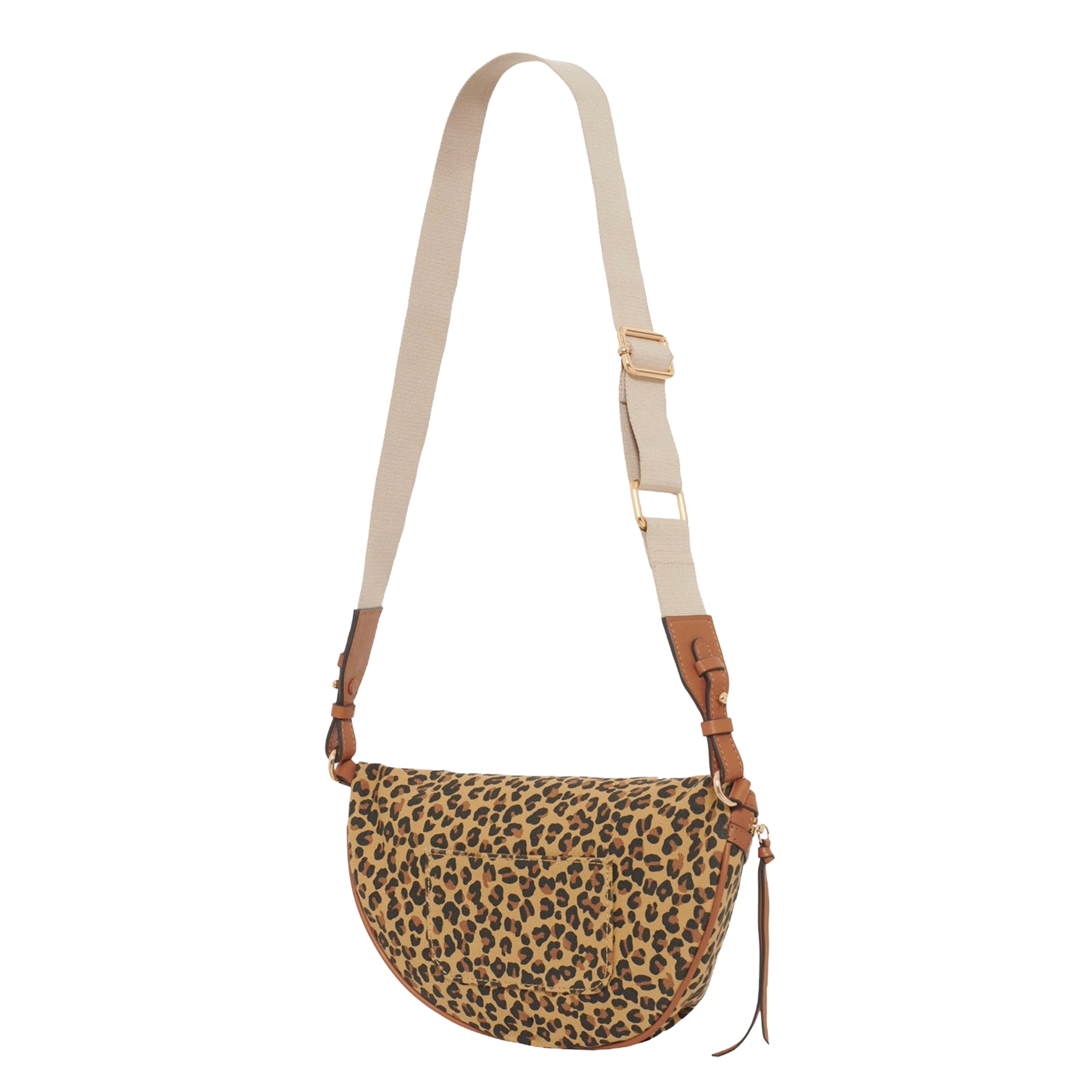 Cotton and printed leather bum bag PABLO Beige