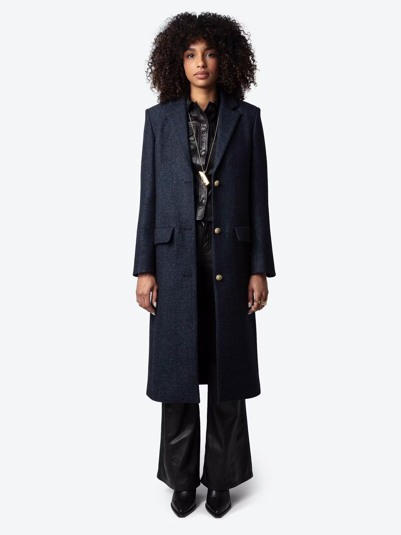 Manteau long droit en laine recyclée ZADIG&VOLTAIRE Bleu