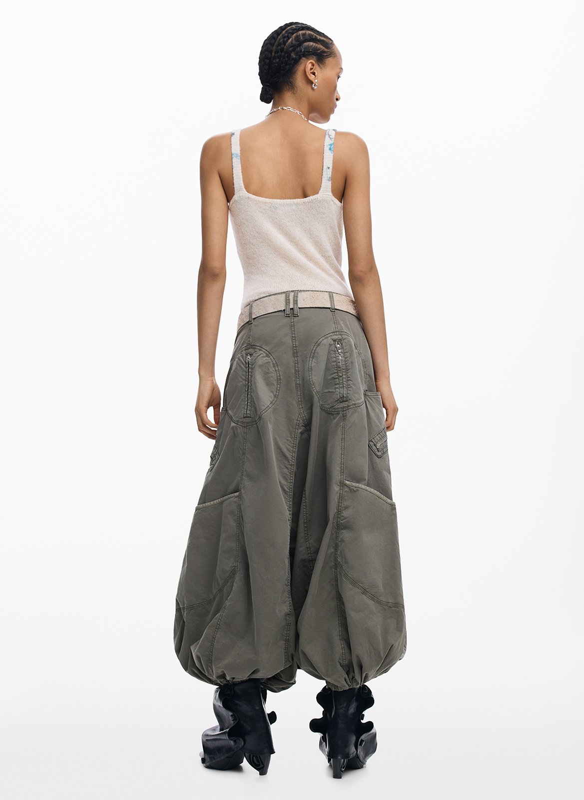 Pantalon large en coton DESIGUAL Vert