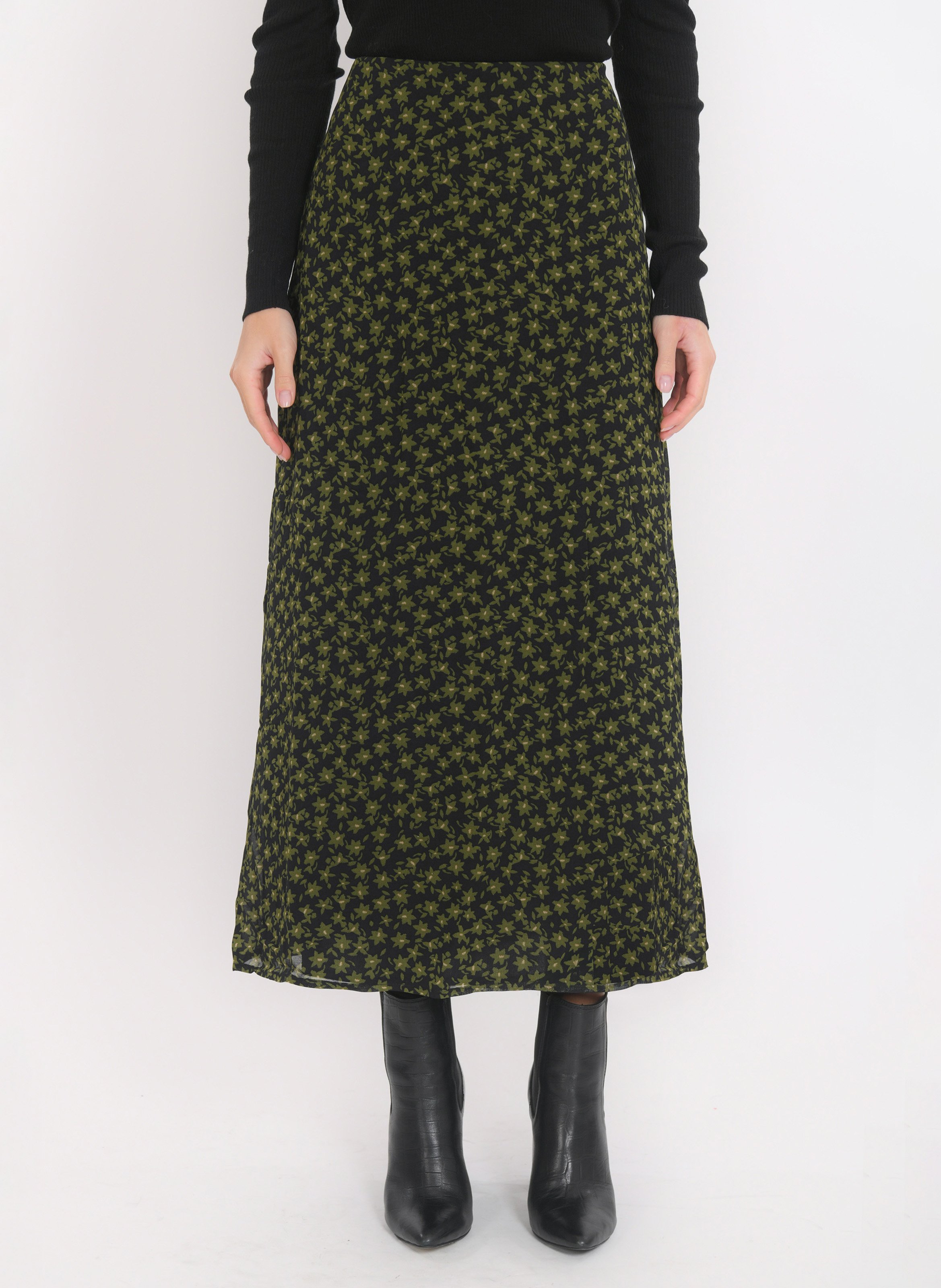 Flared long skirt with patterns KOOKAI Black