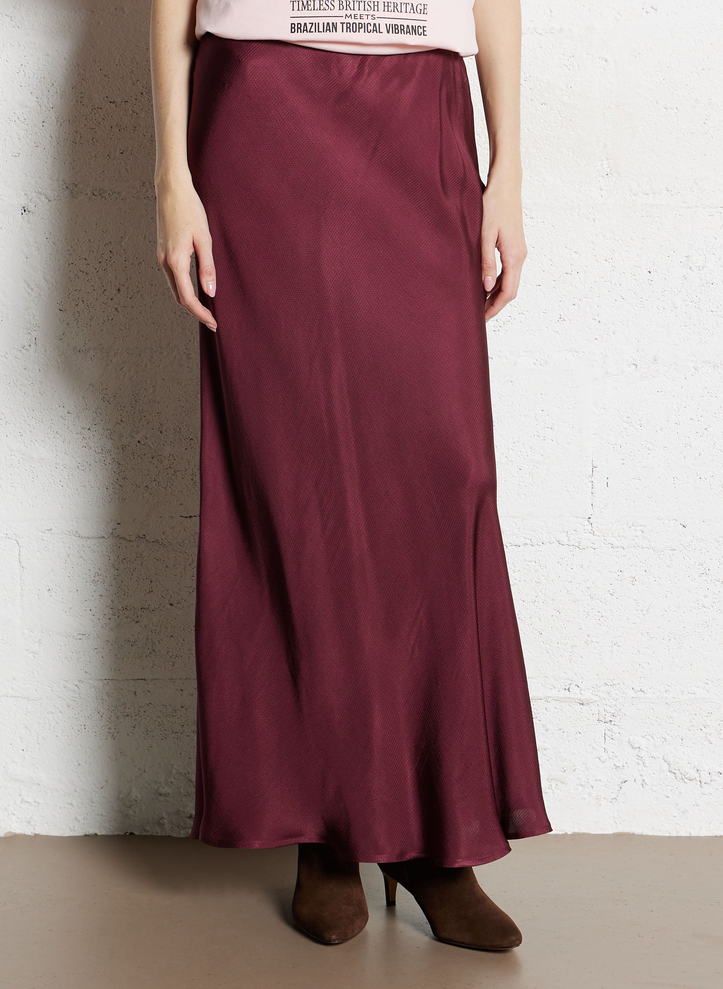 Jupe midi satinée FABIENNE CHAPOT Rouge