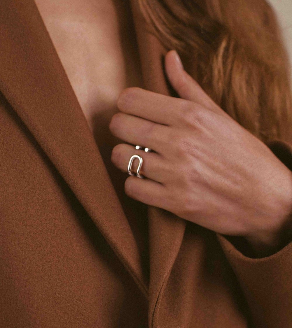 Adjustable reversible ring, gold plated MAYRENA Silver