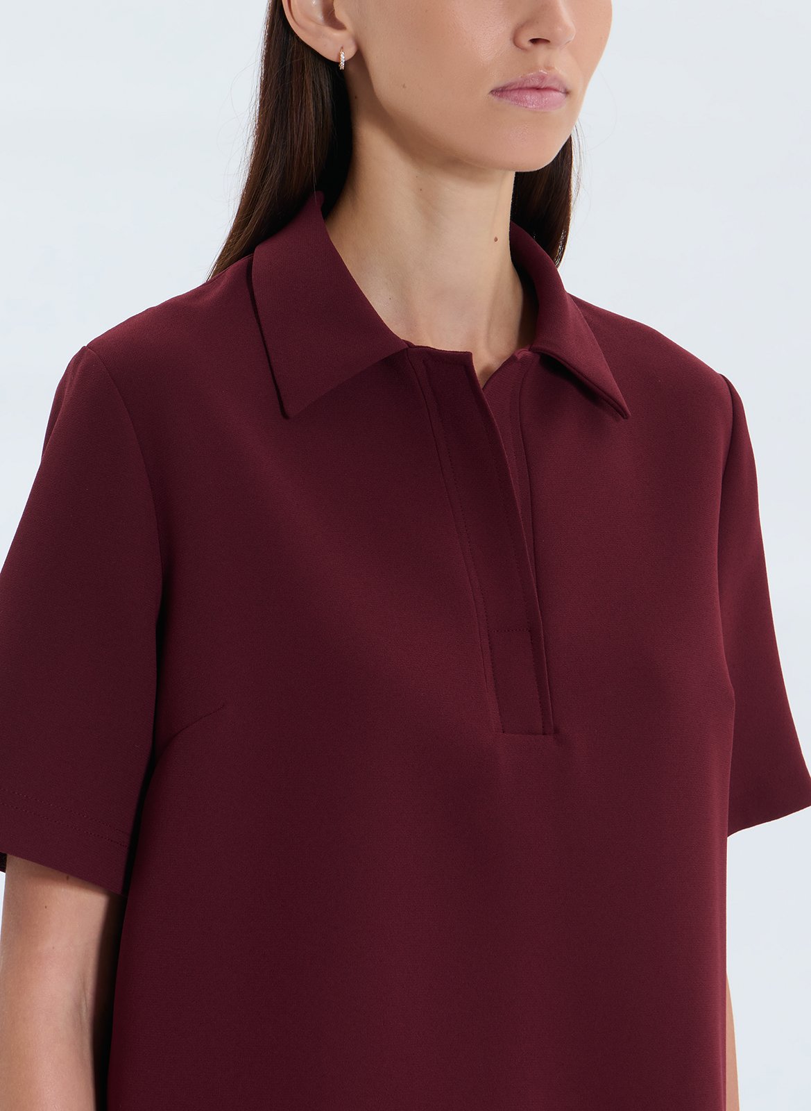 Short-sleeve solid color polo top ZAPA Red