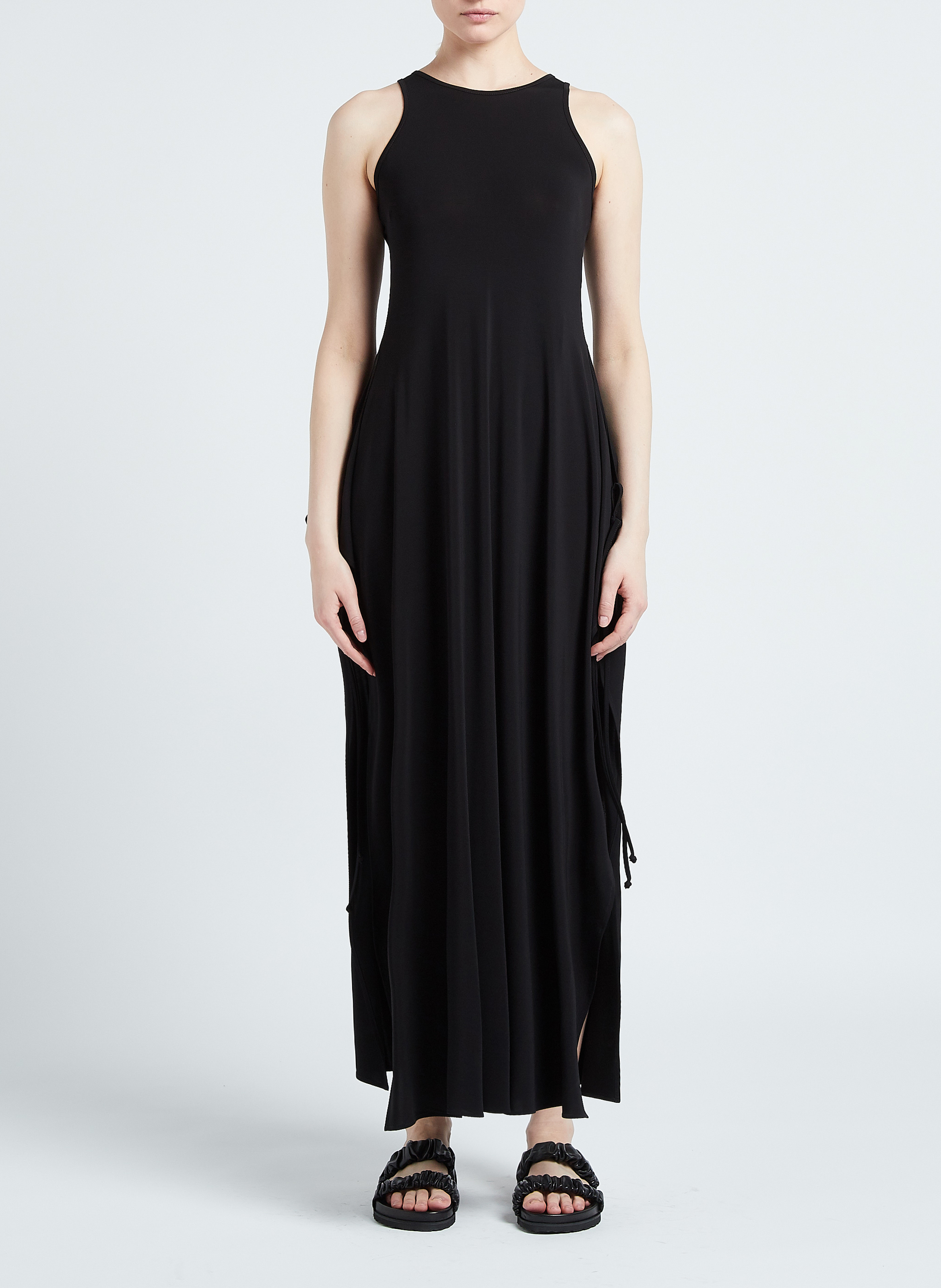 Long stretchy round-neck dress MAX MARA LEISURE Black