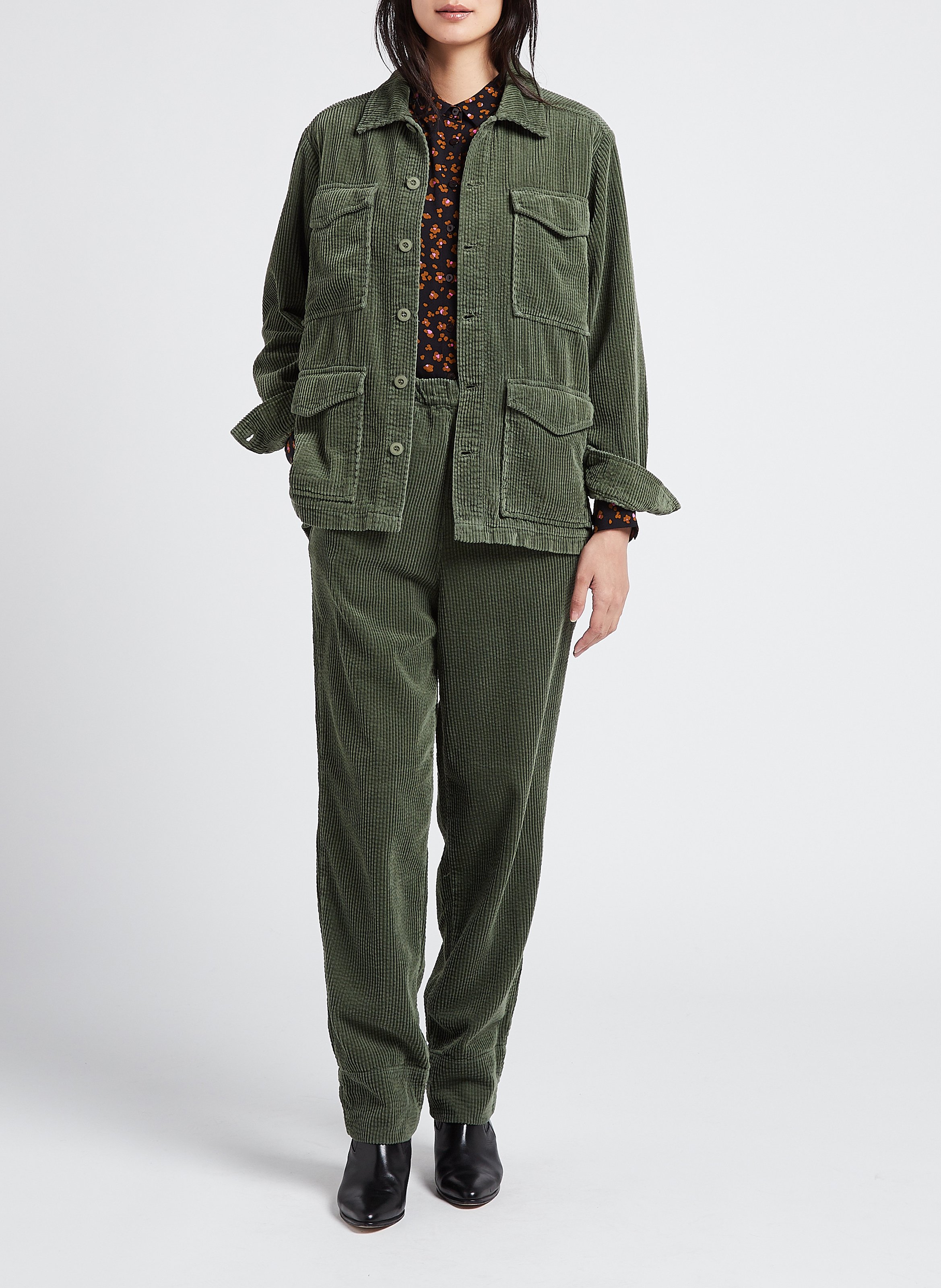 Pantalon droit en velours côtelé ACQUAVERDE Vert