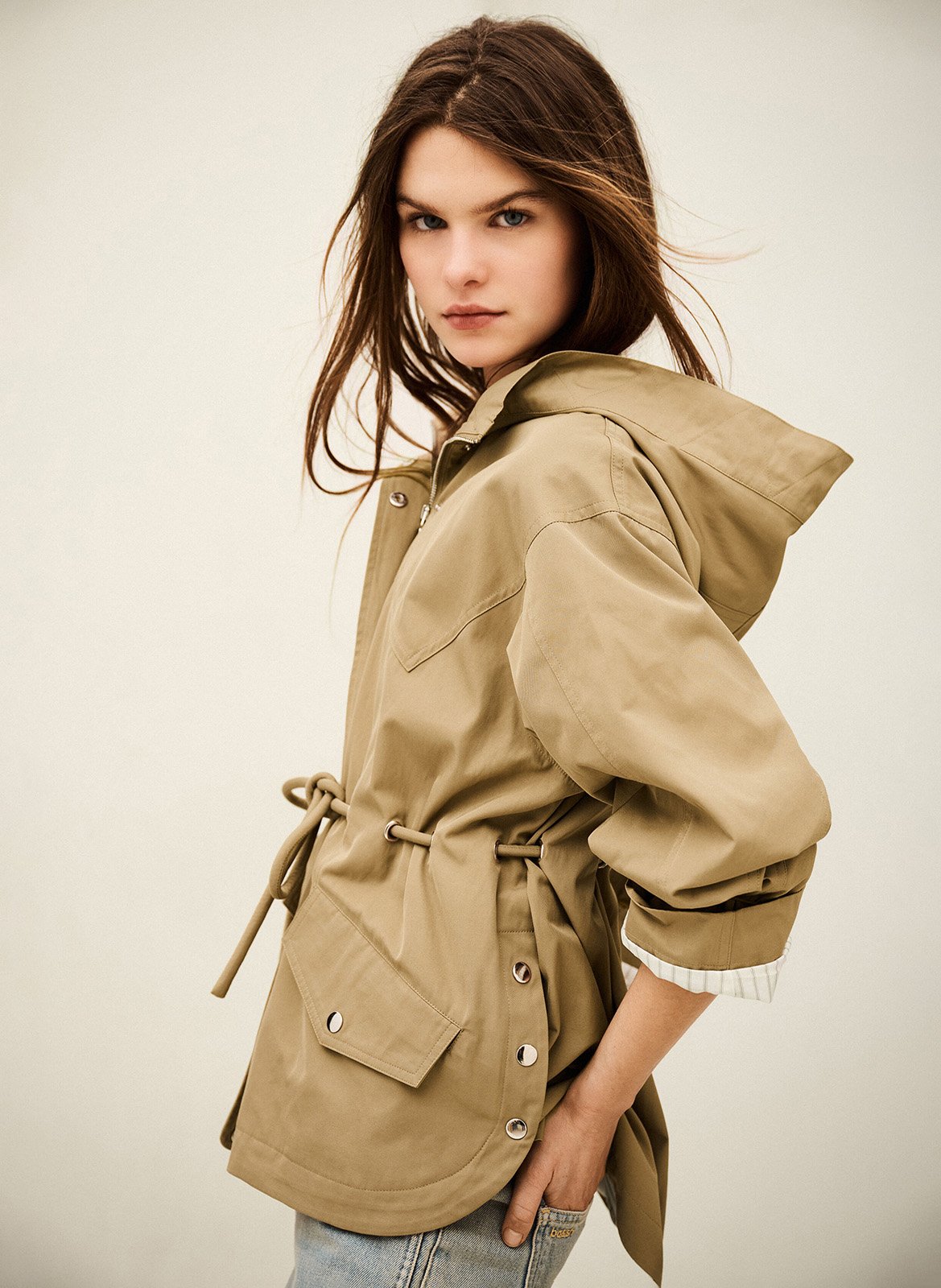 Fitted hooded parka BA&SH Brown