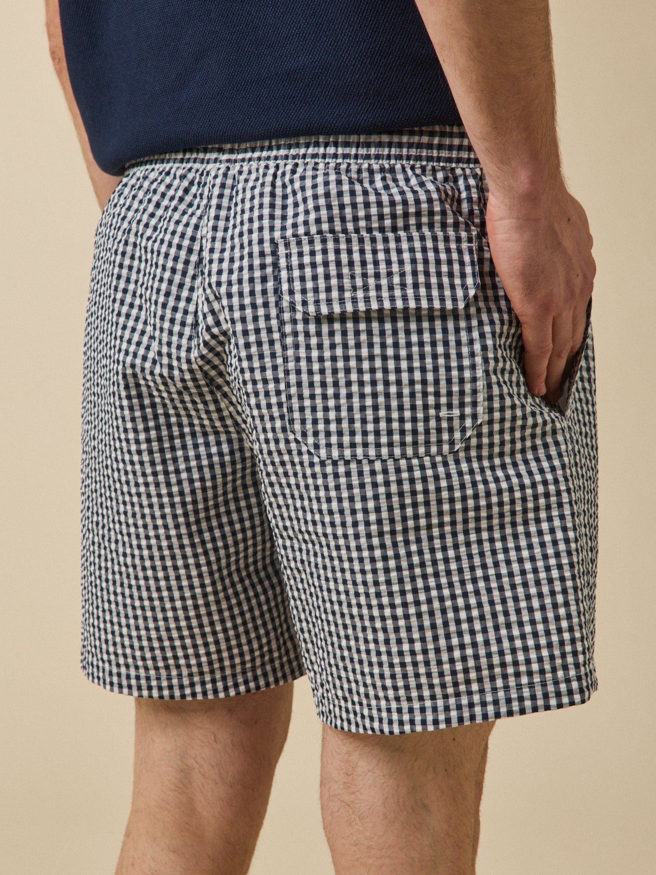 Seersucker gingham swim shorts CYRILLUS Blue