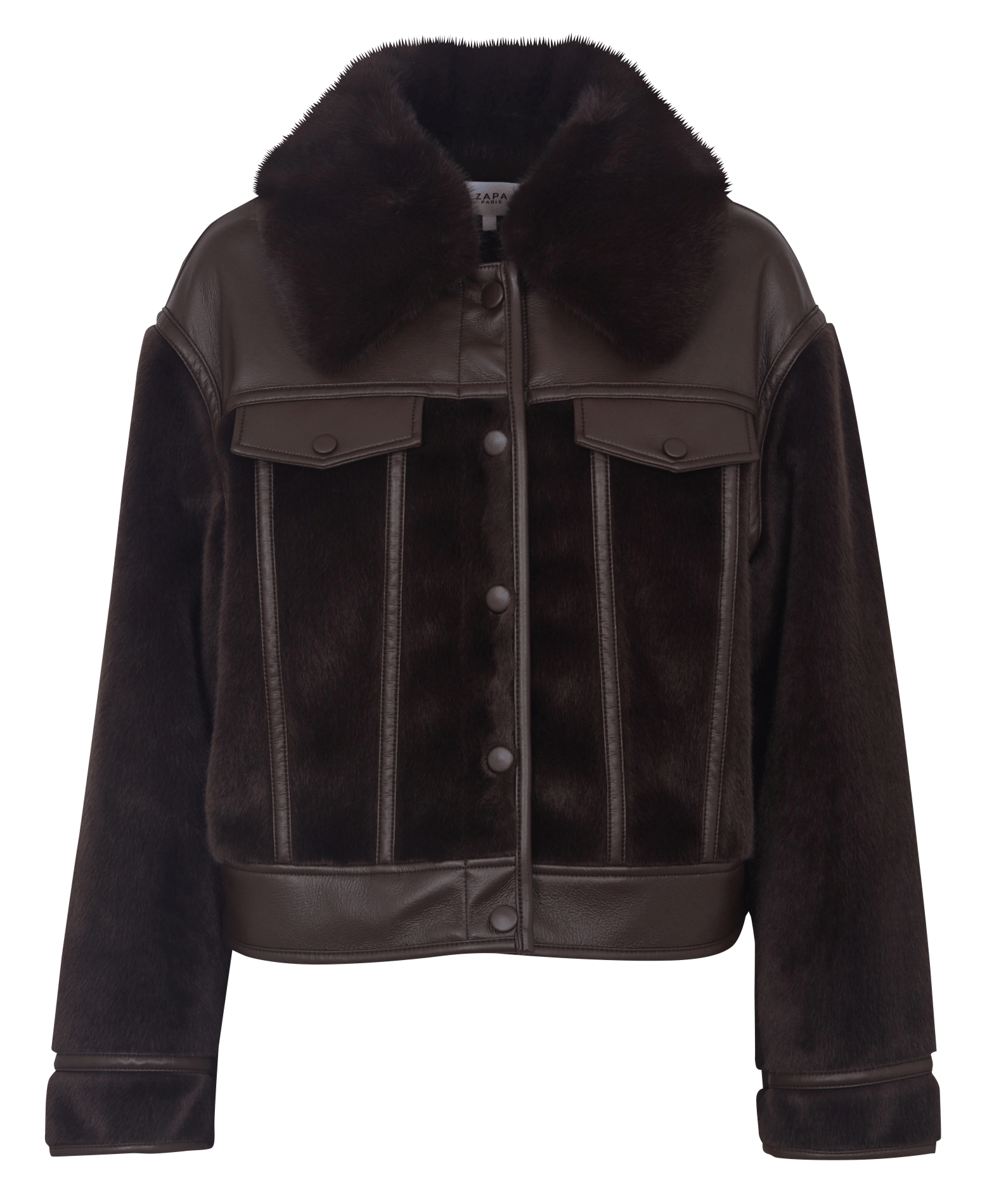 Veste courte effet peau retournée ZAPA Marron