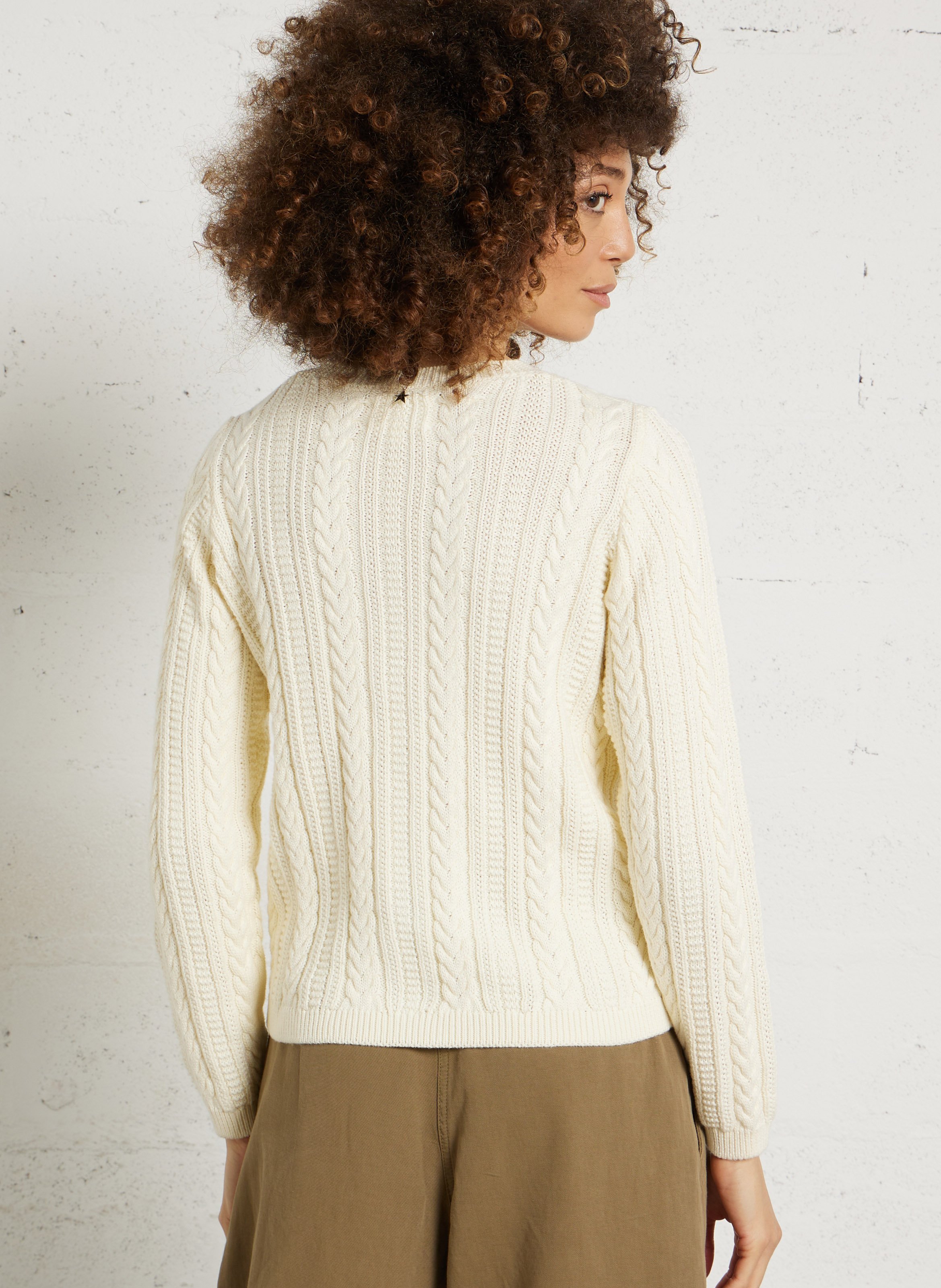 Straight round neck twisted cotton vest SUD EXPRESS Beige