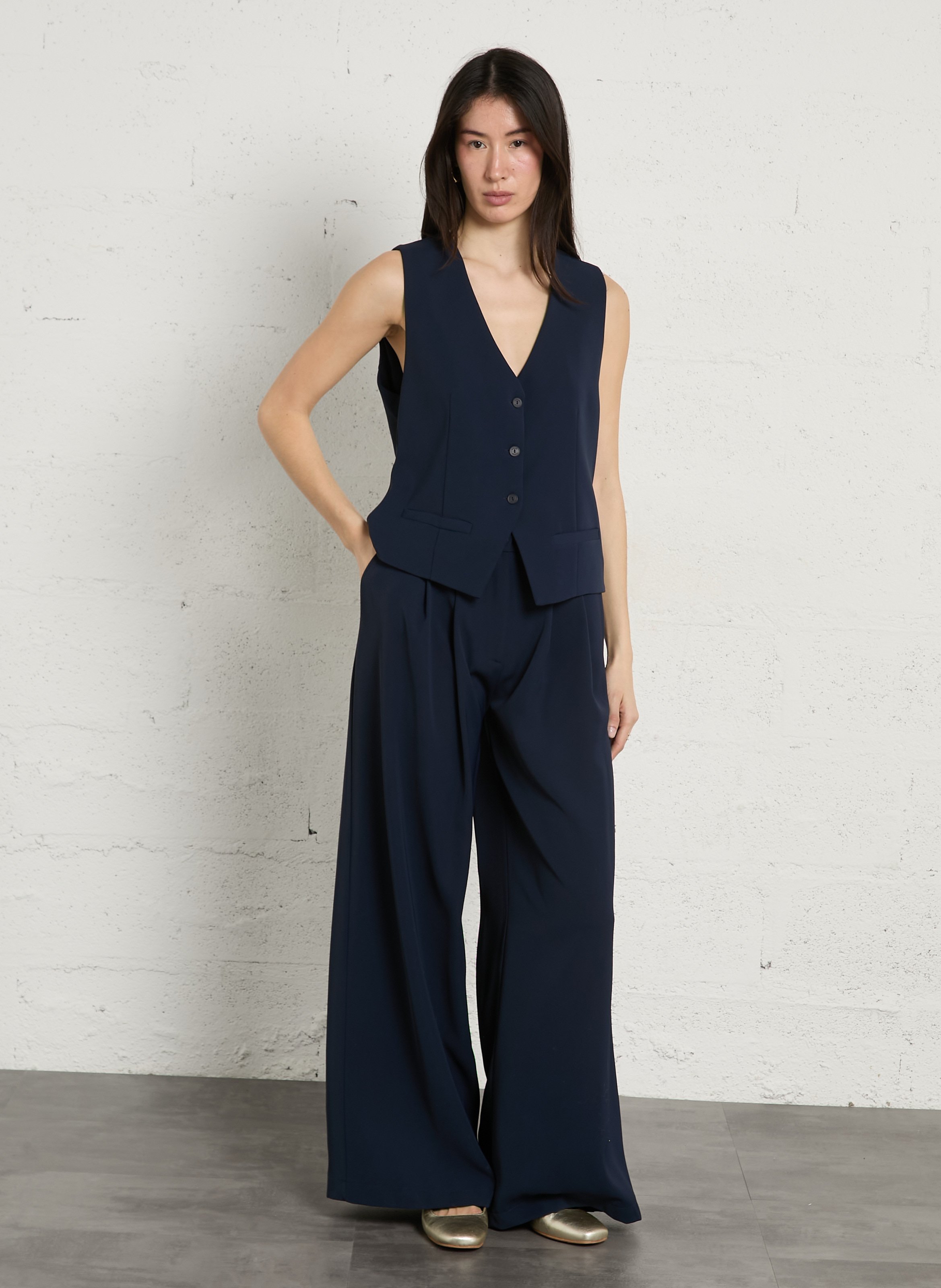 Gilet de costume col v PLEASE Bleu