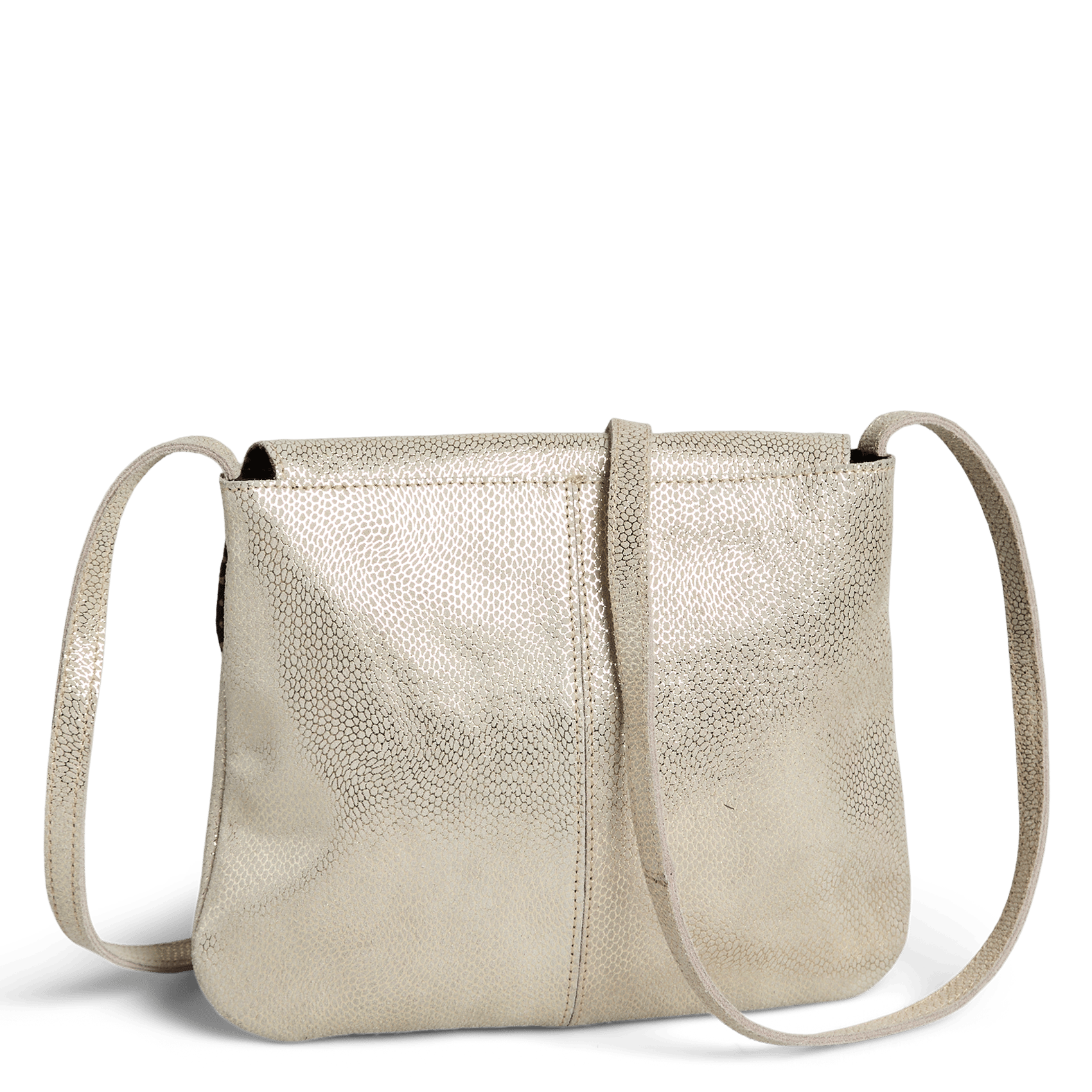 Glanzende, leren crossbodytas PIECES Beige