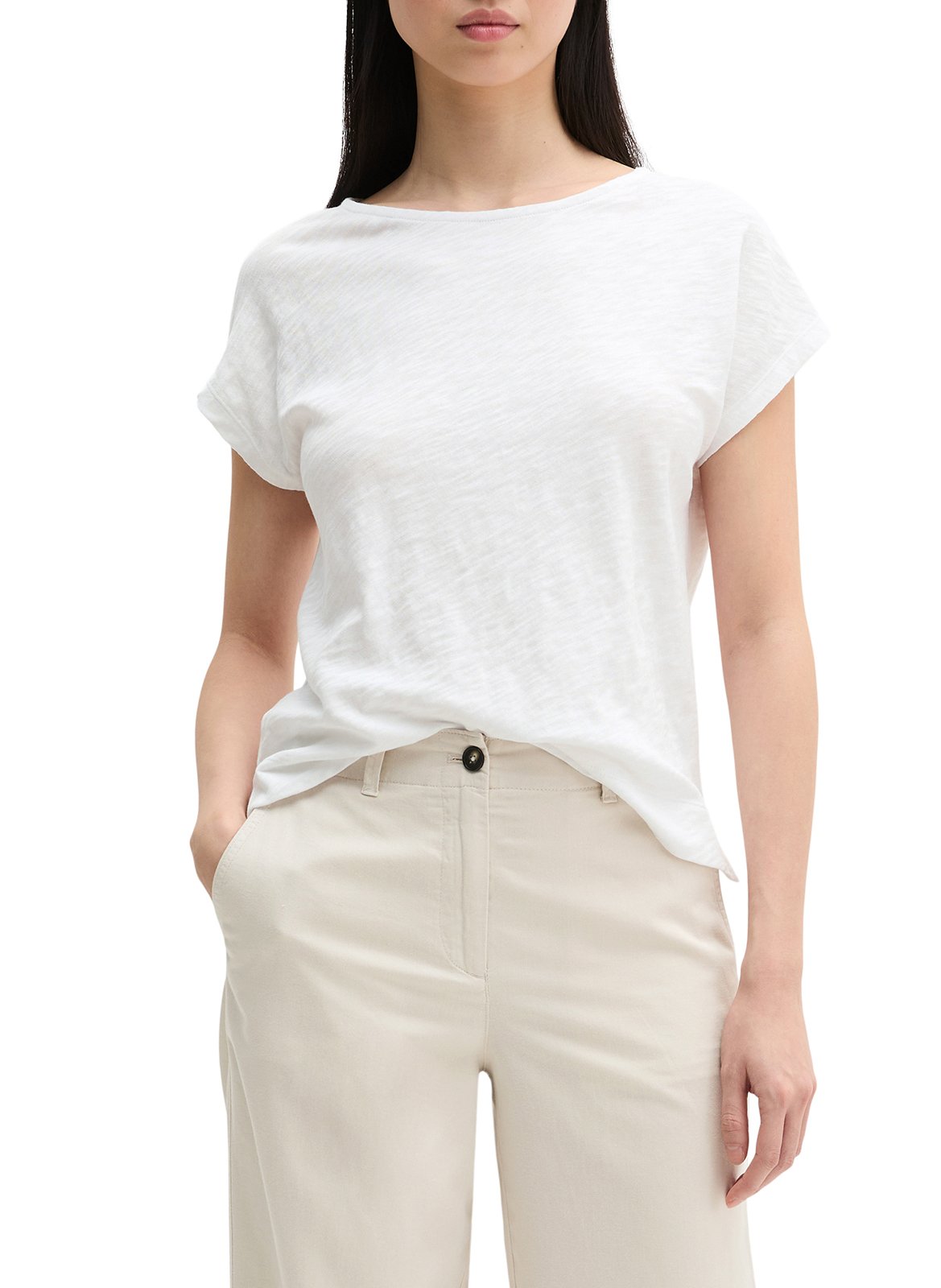 Tee-shirt col bateau uni en coton MARC O'POLO Blanc