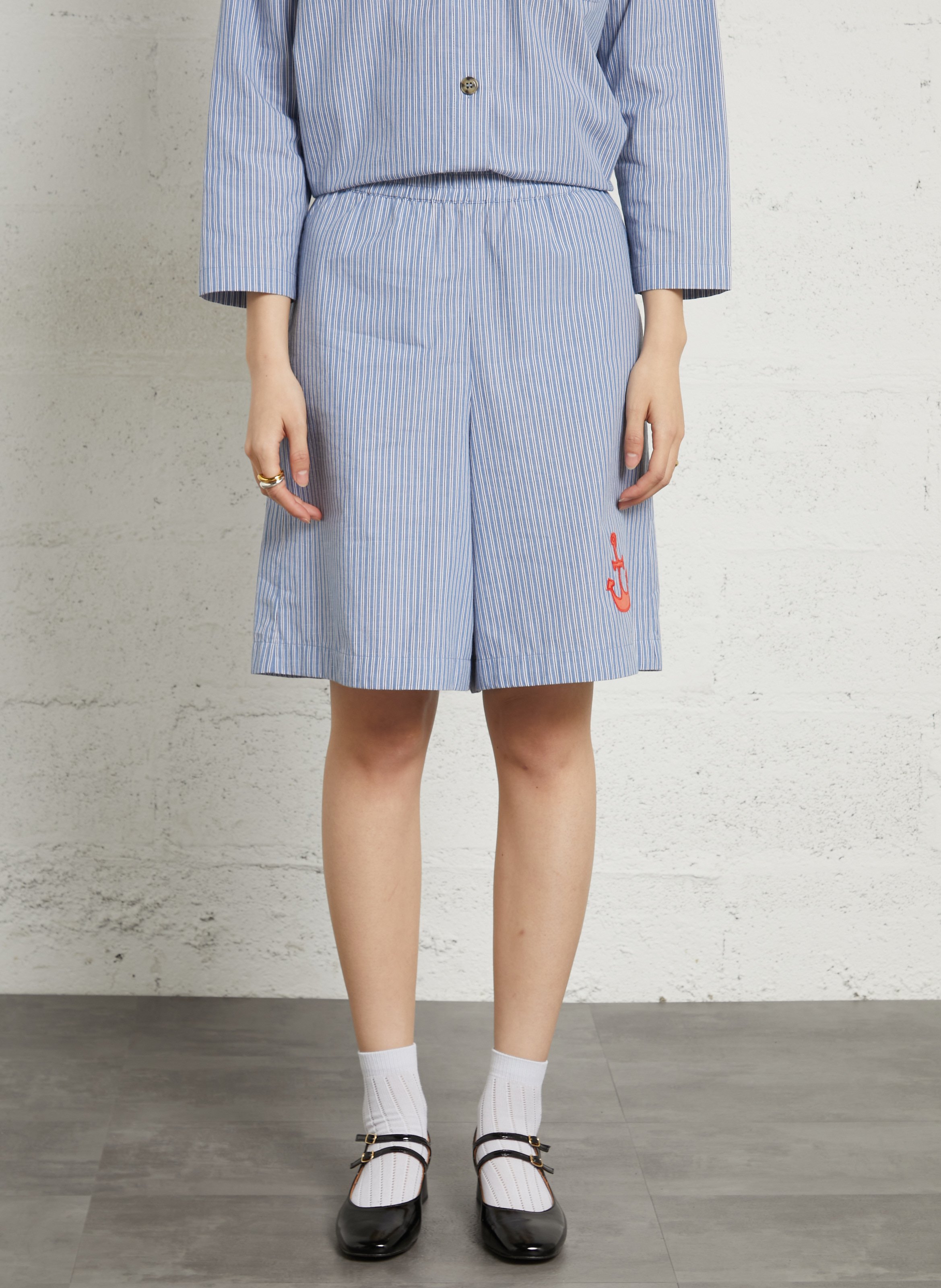 Straight-cut organic cotton shorts STELLA NOVA Blue