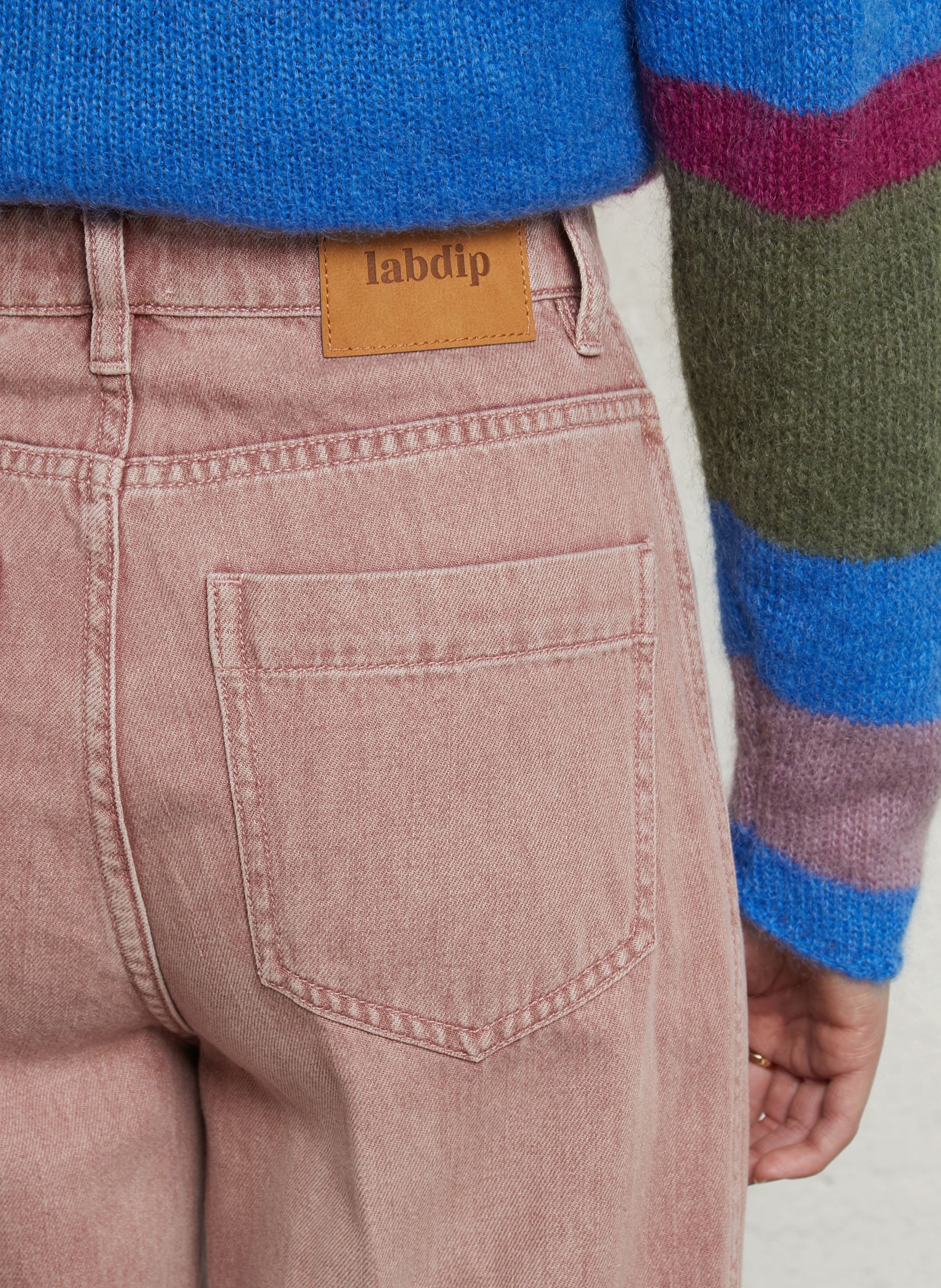 Jean droit en coton LAB DIP Rose