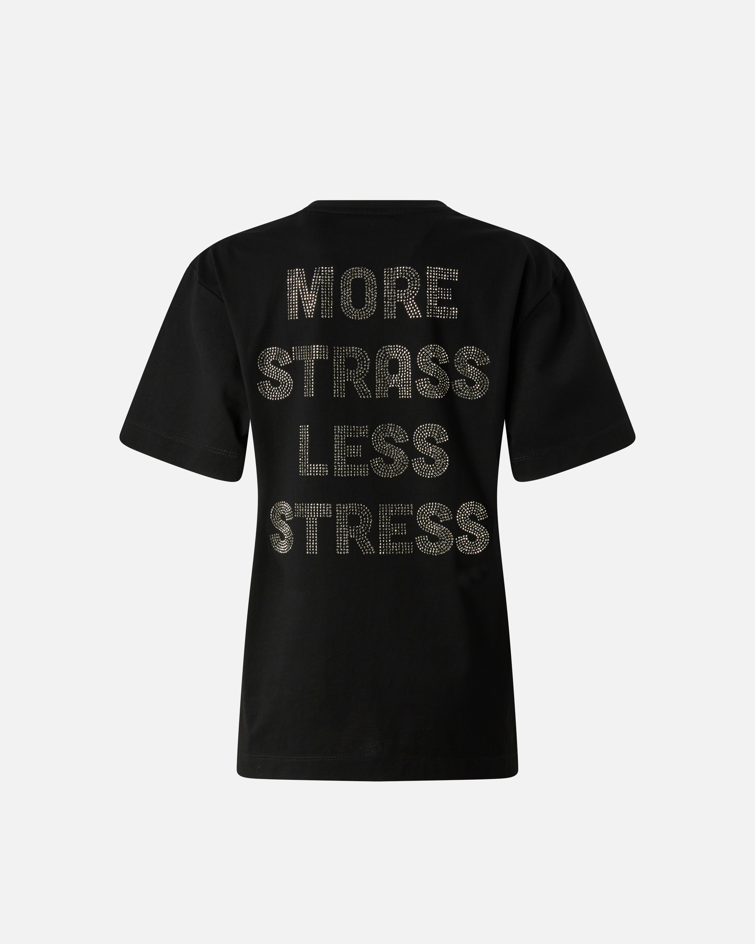 T-shirt more strass less stress PINKO Noir