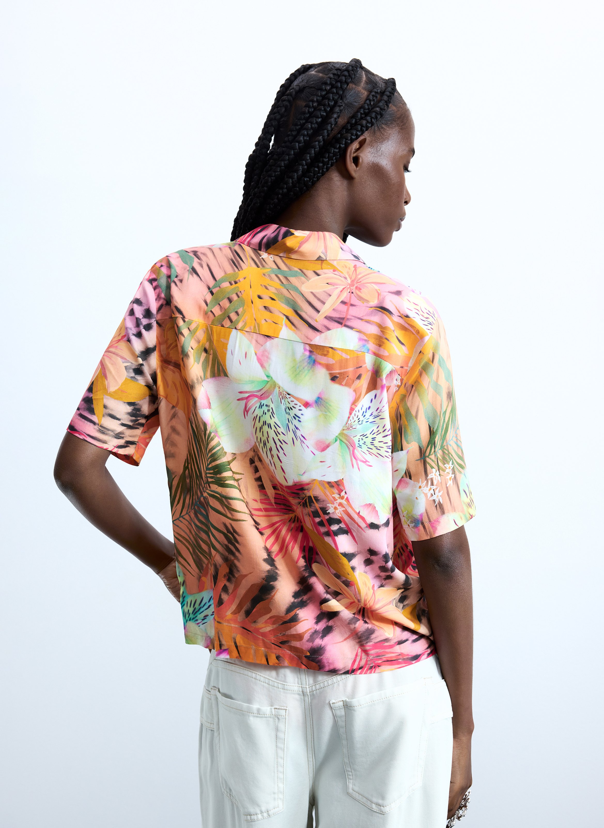 Chemise droite col cubain DESIGUAL Rouge