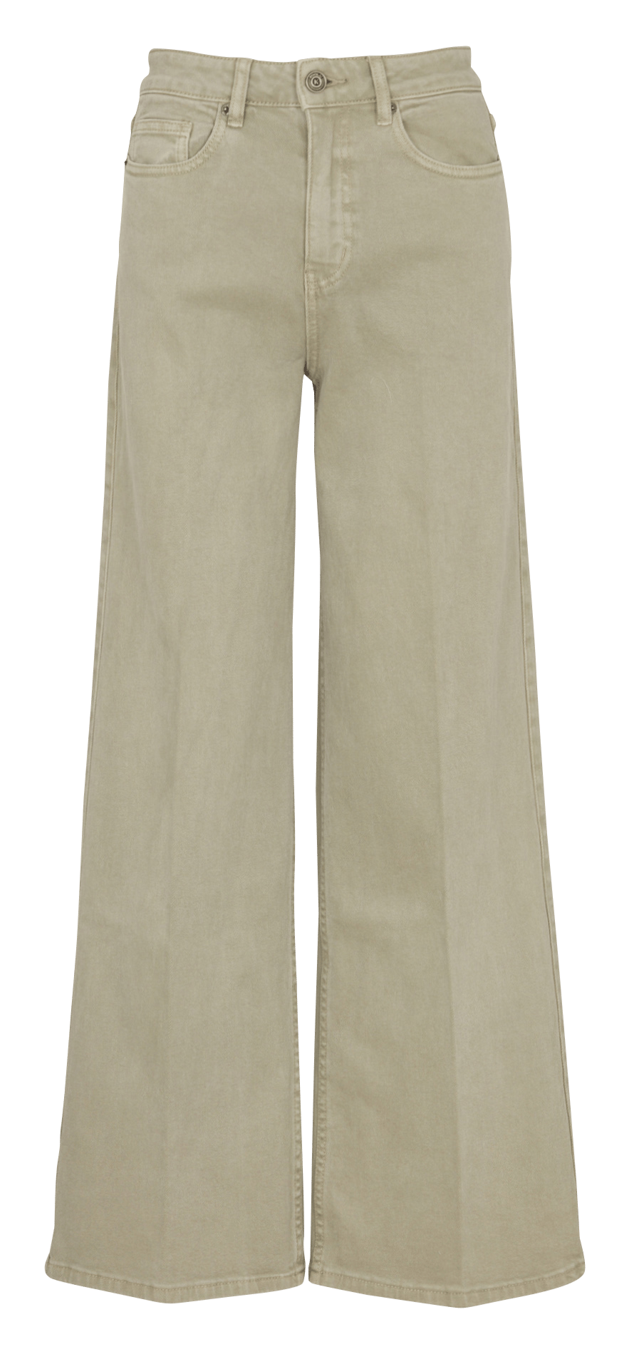 High-rise wide-leg cotton-blend jeans KOOKAI Khaki