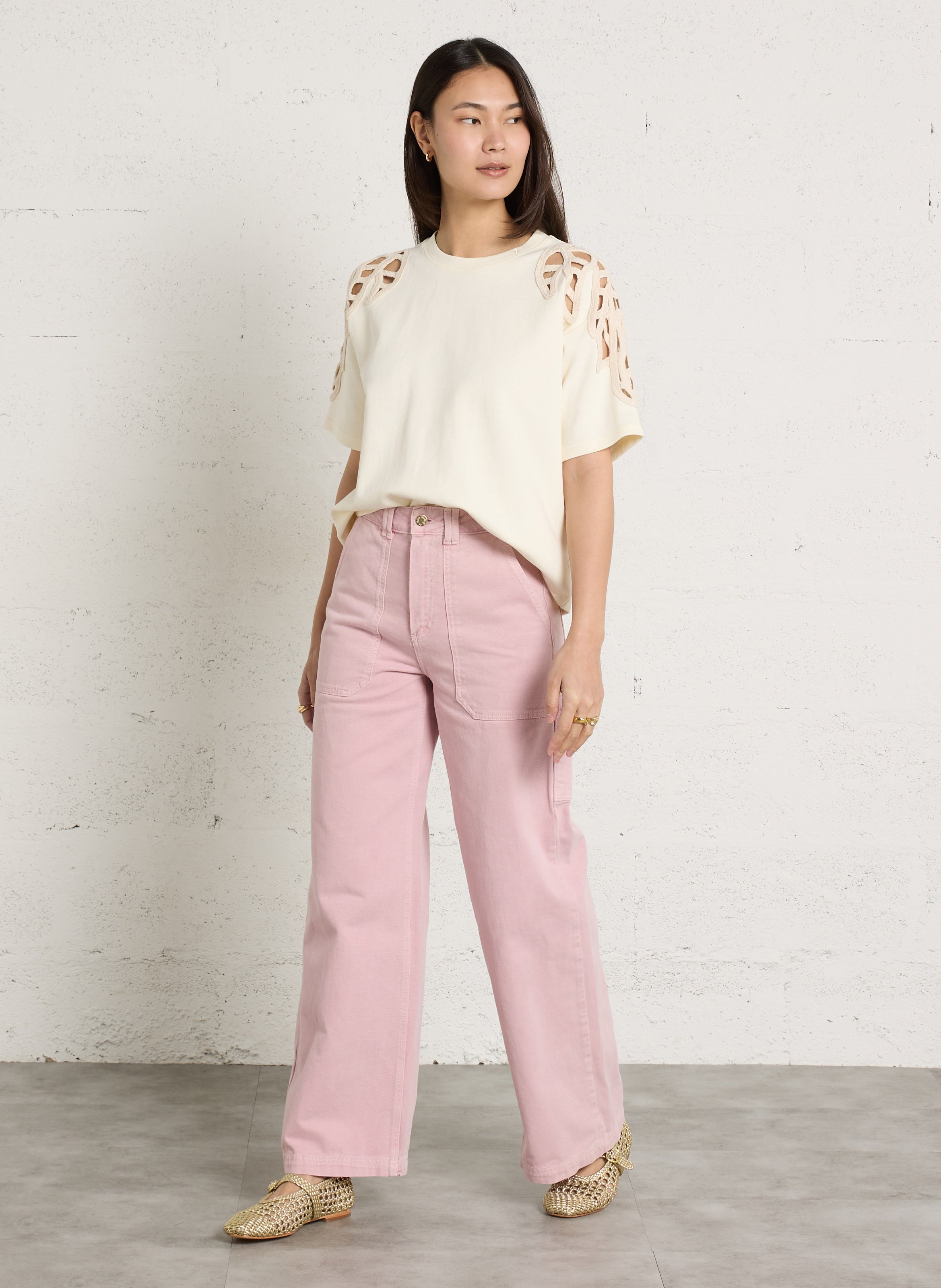 T-shirt ample col rond en coton mélangé LA PETITE ETOILE Blanc