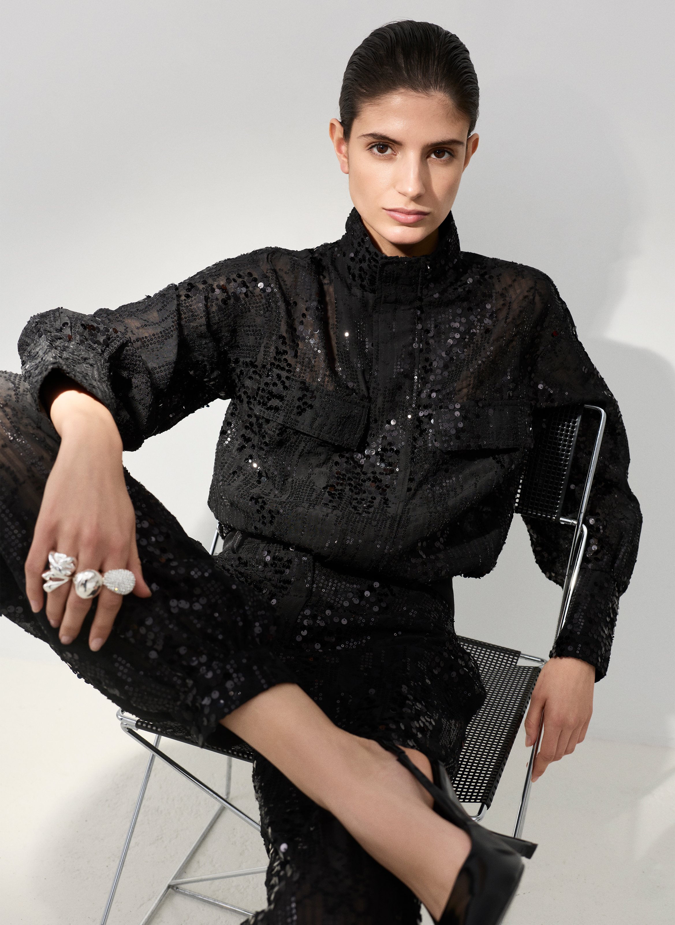 Embroidered balloon pants ROUGE EDIT Grey