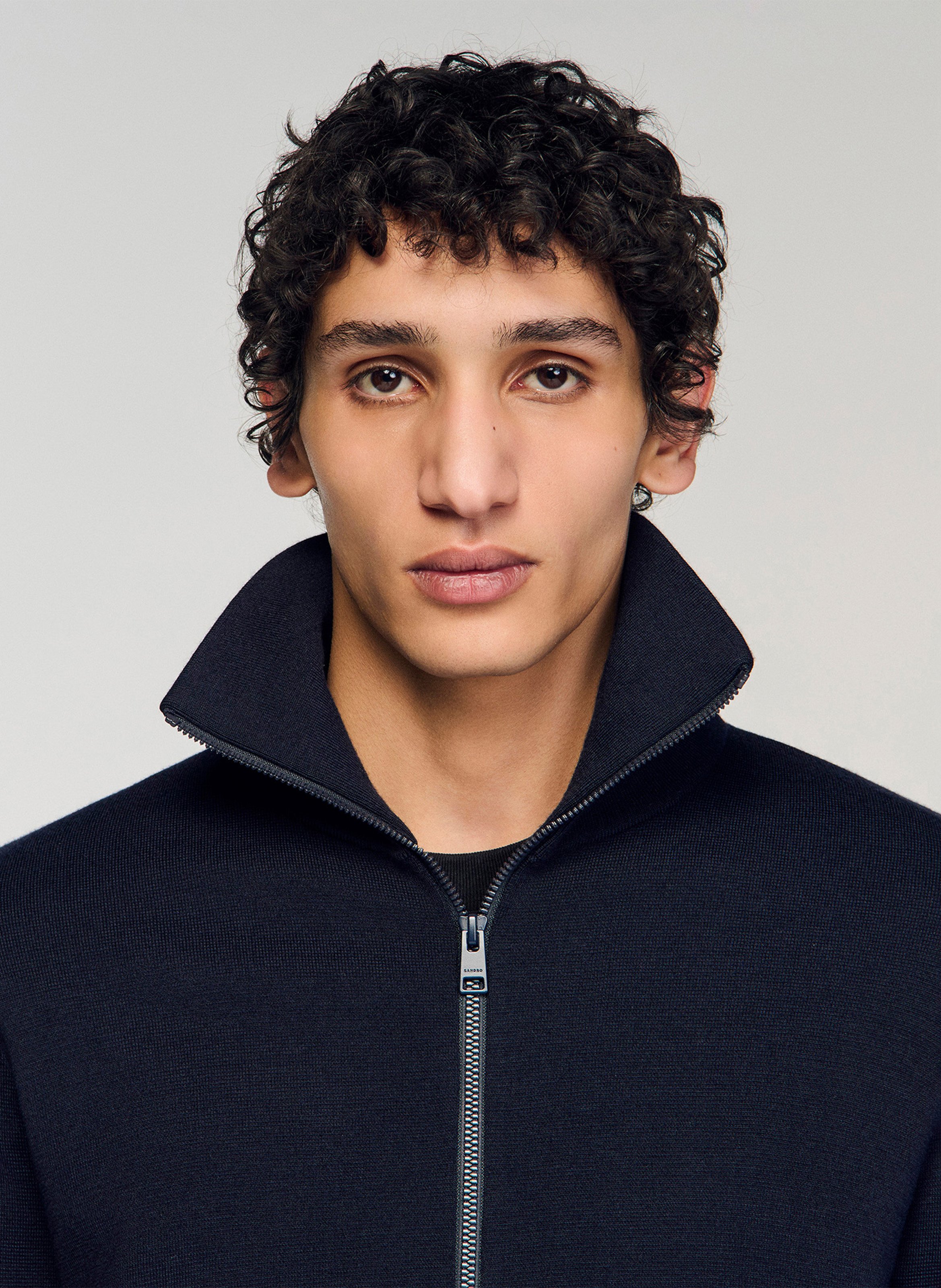 Zip-up wool cardigan SANDRO Blue