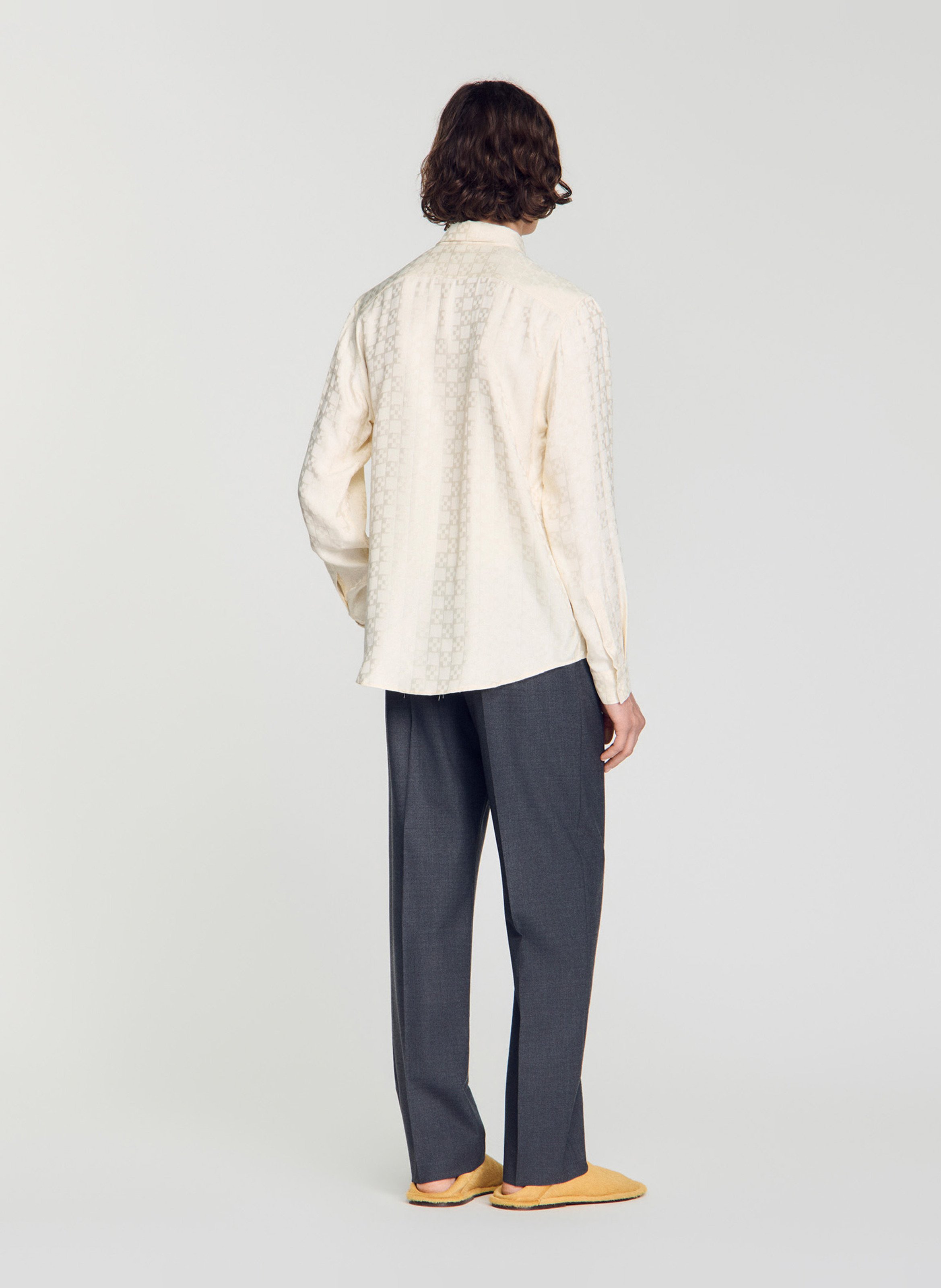 Chemise droite jacquard | Blanc SANDRO Homme